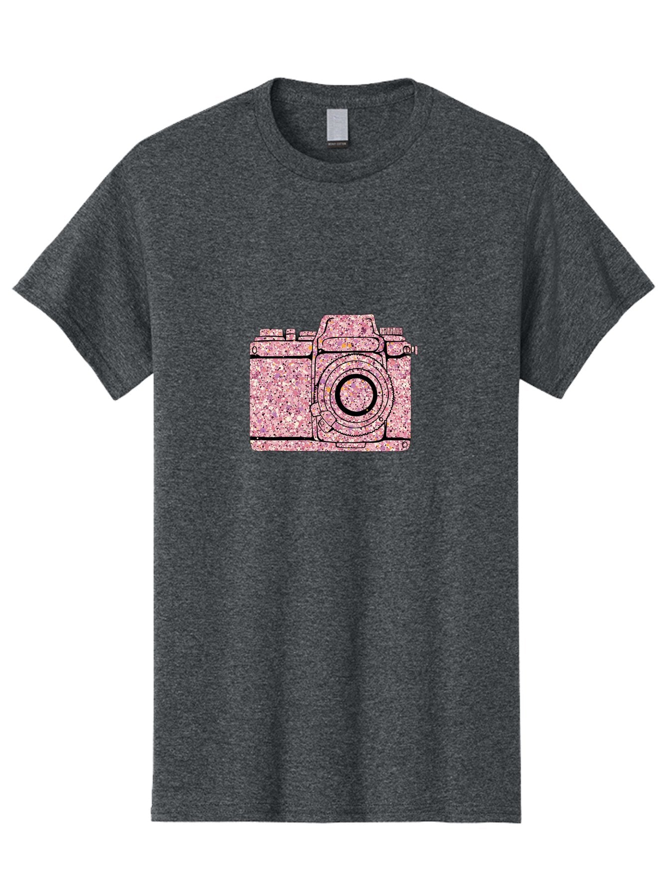 Pink-Camera Men'S Graphic Tee, 100% Cotton, Comfortable Casual Summer Wear, Machine Washable, Pink Camera Illustration, Digital Camera, Photography Equipment, Speckled Texture, Pink And Black Design, Camera, Photography Bae632 10