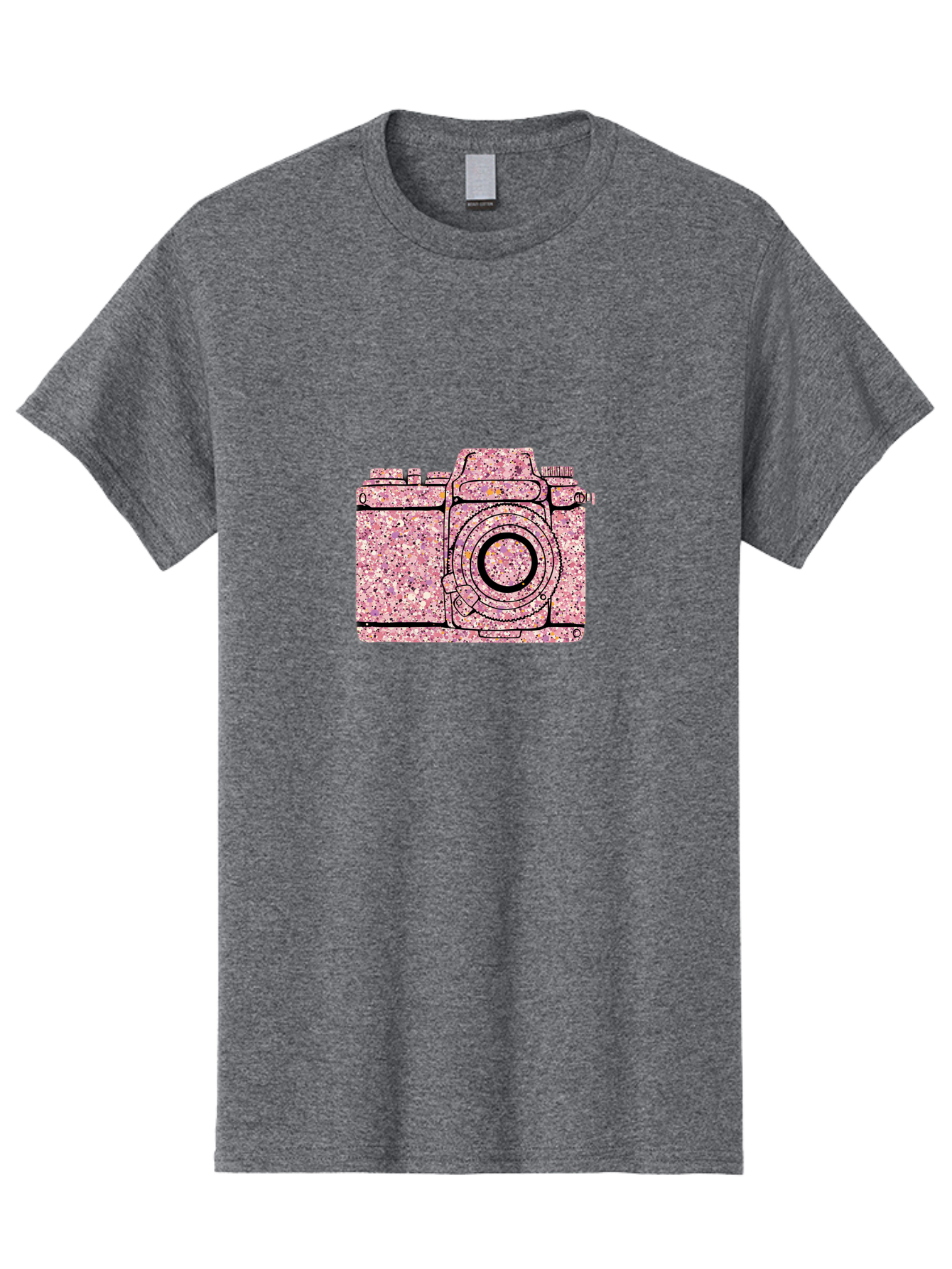 Pink-Camera Men'S Graphic Tee, 100% Cotton, Comfortable Casual Summer Wear, Machine Washable, Pink Camera Illustration, Digital Camera, Photography Equipment, Speckled Texture, Pink And Black Design, Camera, Photography Bae632 4