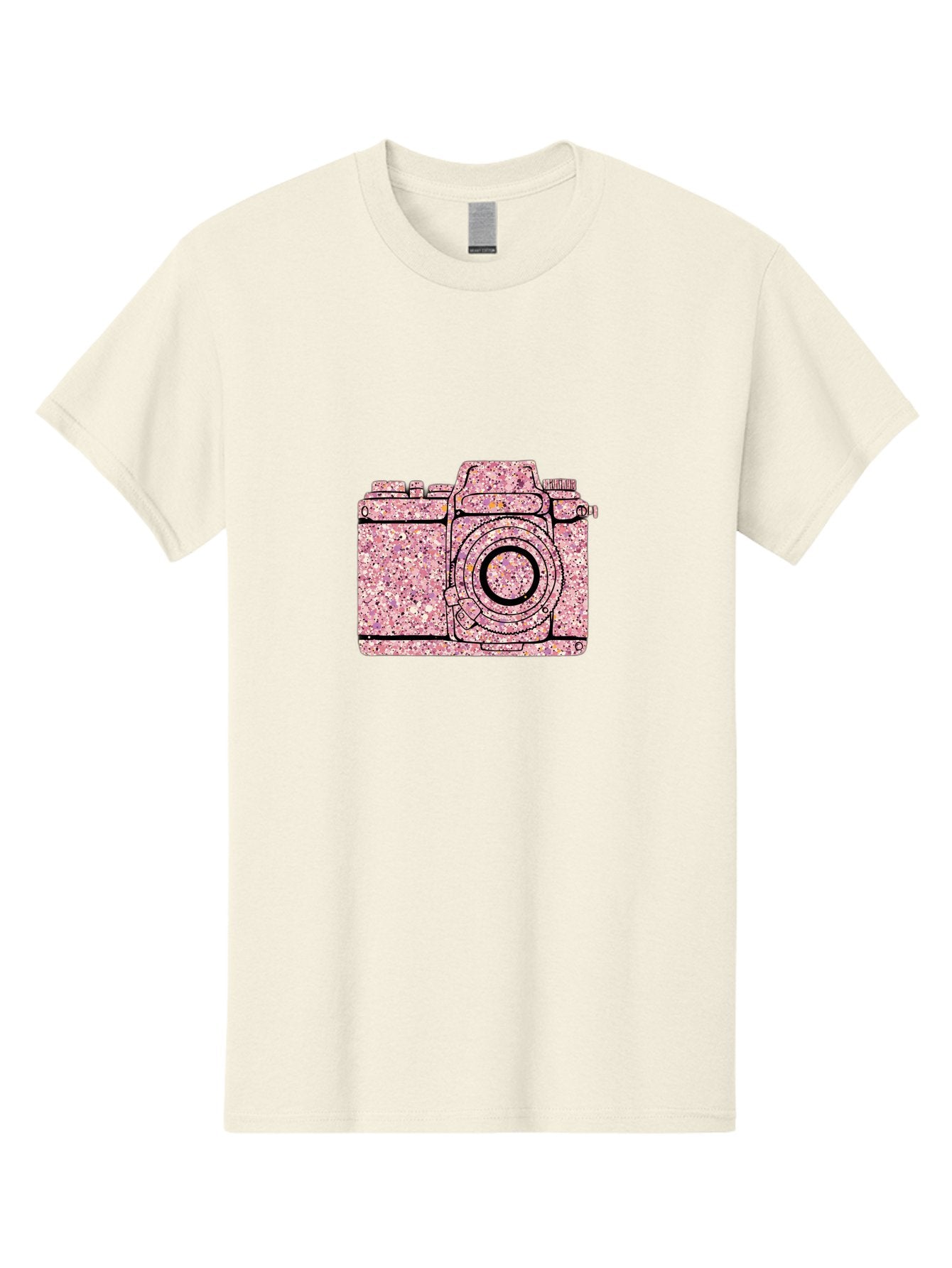 Pink-Camera Men'S Graphic Tee, 100% Cotton, Comfortable Casual Summer Wear, Machine Washable, Pink Camera Illustration, Digital Camera, Photography Equipment, Speckled Texture, Pink And Black Design, Camera, Photography Bae632 15