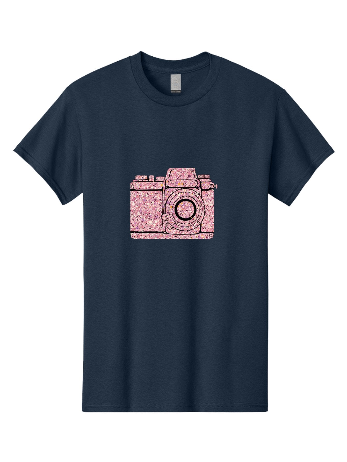 Pink-Camera Men'S Graphic Tee, 100% Cotton, Comfortable Casual Summer Wear, Machine Washable, Pink Camera Illustration, Digital Camera, Photography Equipment, Speckled Texture, Pink And Black Design, Camera, Photography Bae632