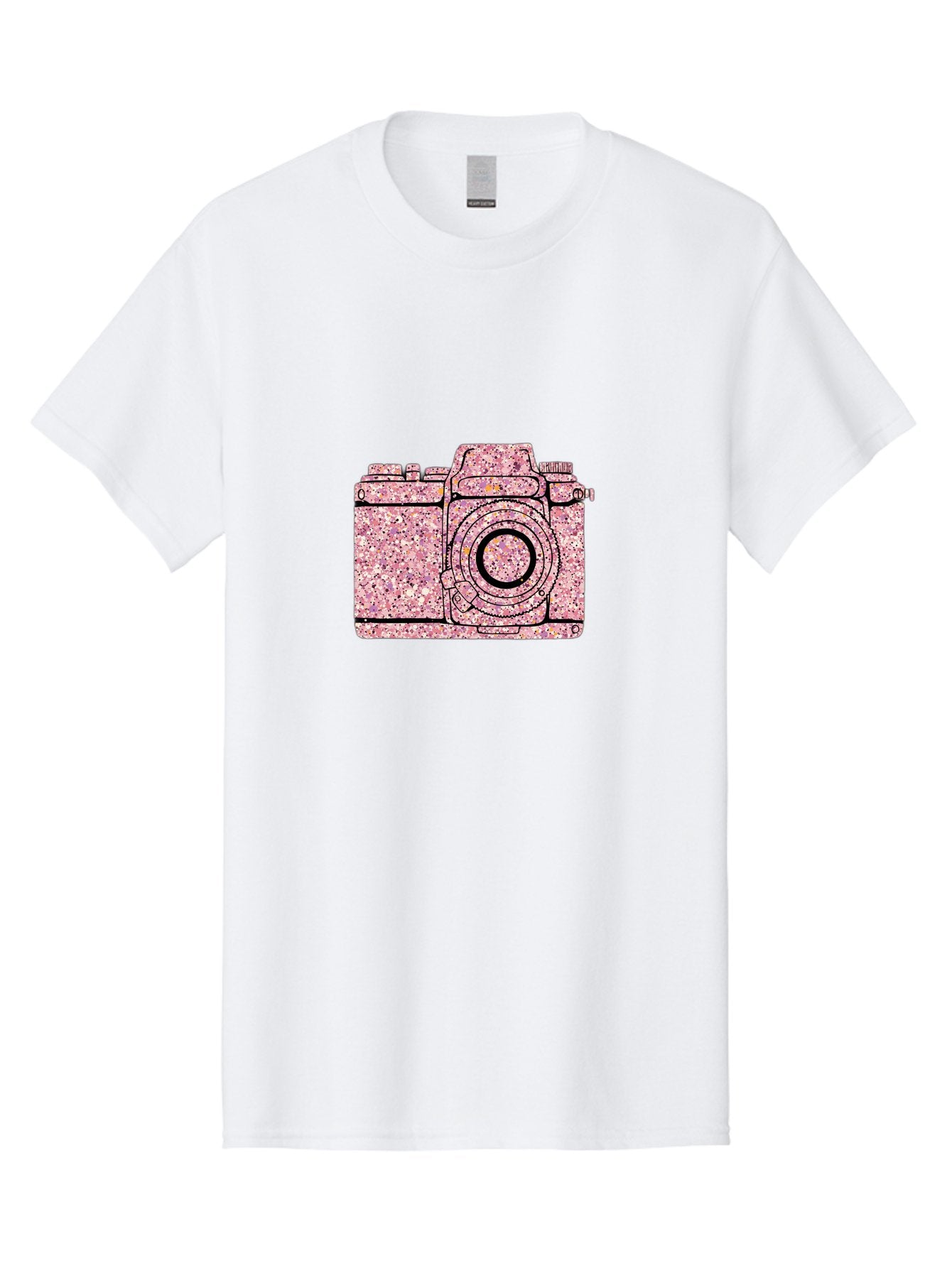 Pink-Camera Men'S Graphic Tee, 100% Cotton, Comfortable Casual Summer Wear, Machine Washable, Pink Camera Illustration, Digital Camera, Photography Equipment, Speckled Texture, Pink And Black Design, Camera, Photography Bae632 9