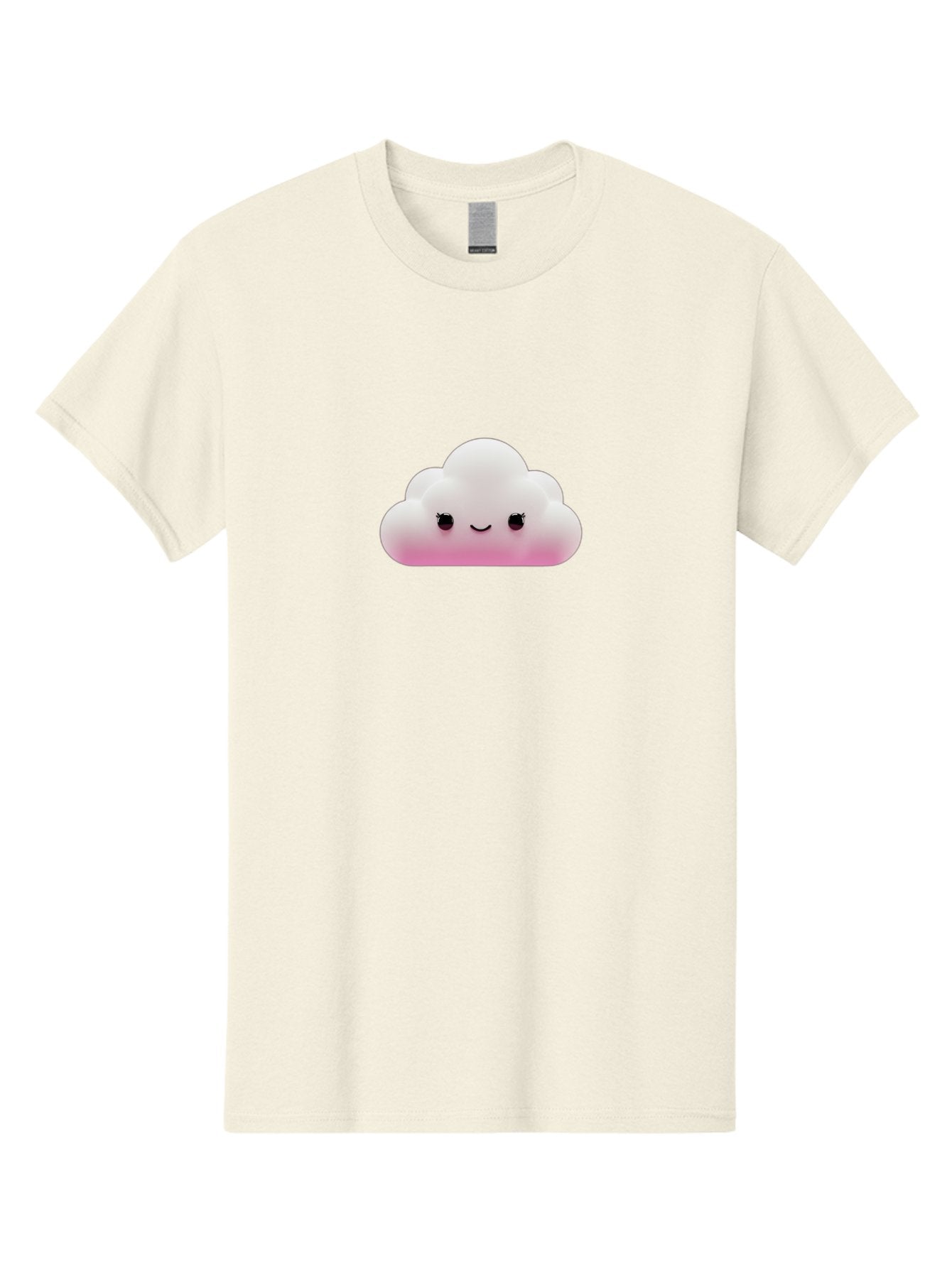 Pink-Cloud-1 Men'S Graphic Tee, 100% Cotton, Comfortable Casual Summer Wear, Machine Washable, Cute Cloud, Cartoon Character, Smiling Face, Fluffy Cloud, Soft Pink, Whimsical Design, Kawaii Art, Digital Illustration, Happy Cloud Bae633 3