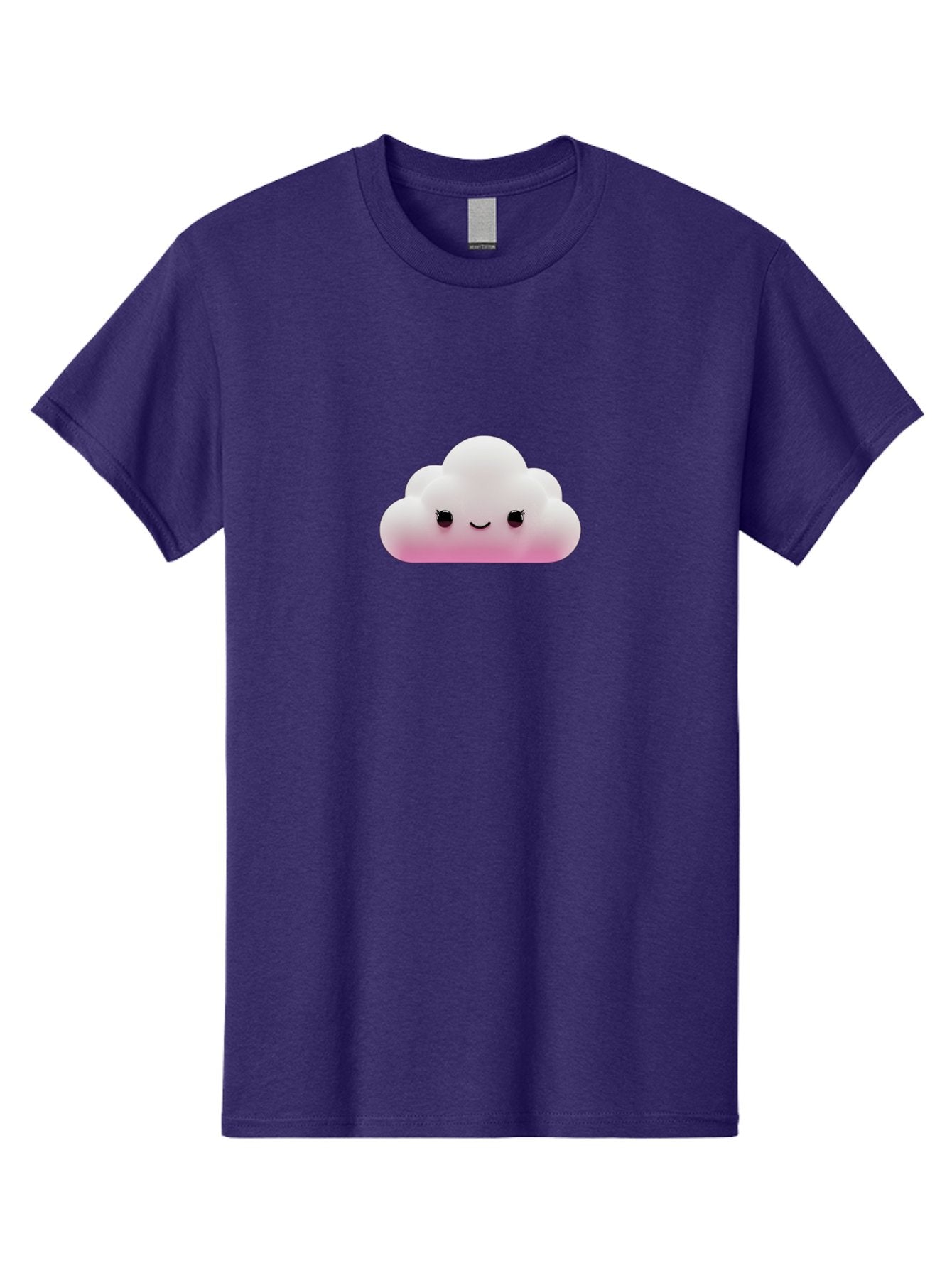 Pink-Cloud-1 Men'S Graphic Tee, 100% Cotton, Comfortable Casual Summer Wear, Machine Washable, Cute Cloud, Cartoon Character, Smiling Face, Fluffy Cloud, Soft Pink, Whimsical Design, Kawaii Art, Digital Illustration, Happy Cloud Bae633