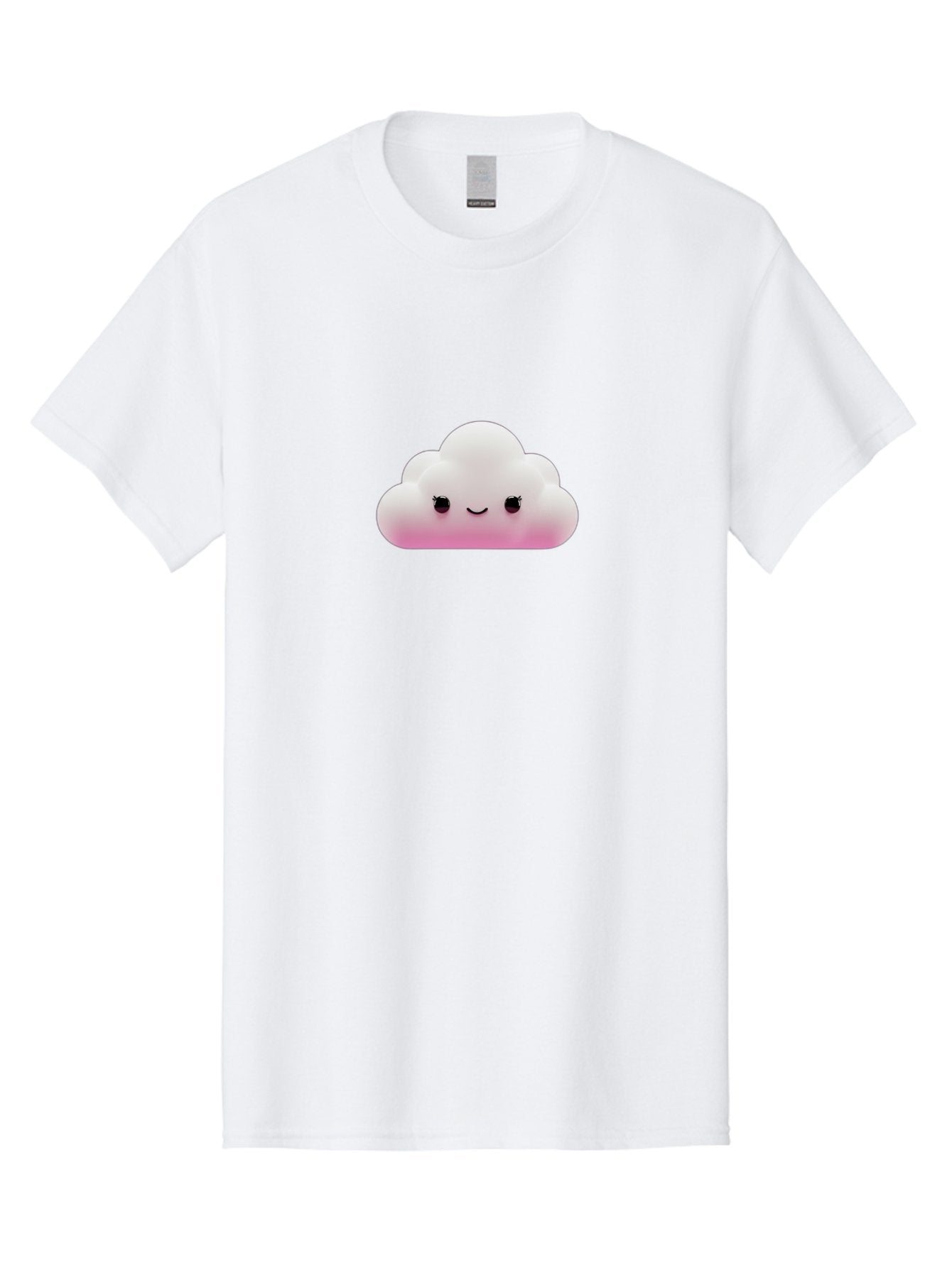 Pink-Cloud-1 Men'S Graphic Tee, 100% Cotton, Comfortable Casual Summer Wear, Machine Washable, Cute Cloud, Cartoon Character, Smiling Face, Fluffy Cloud, Soft Pink, Whimsical Design, Kawaii Art, Digital Illustration, Happy Cloud Bae633 4