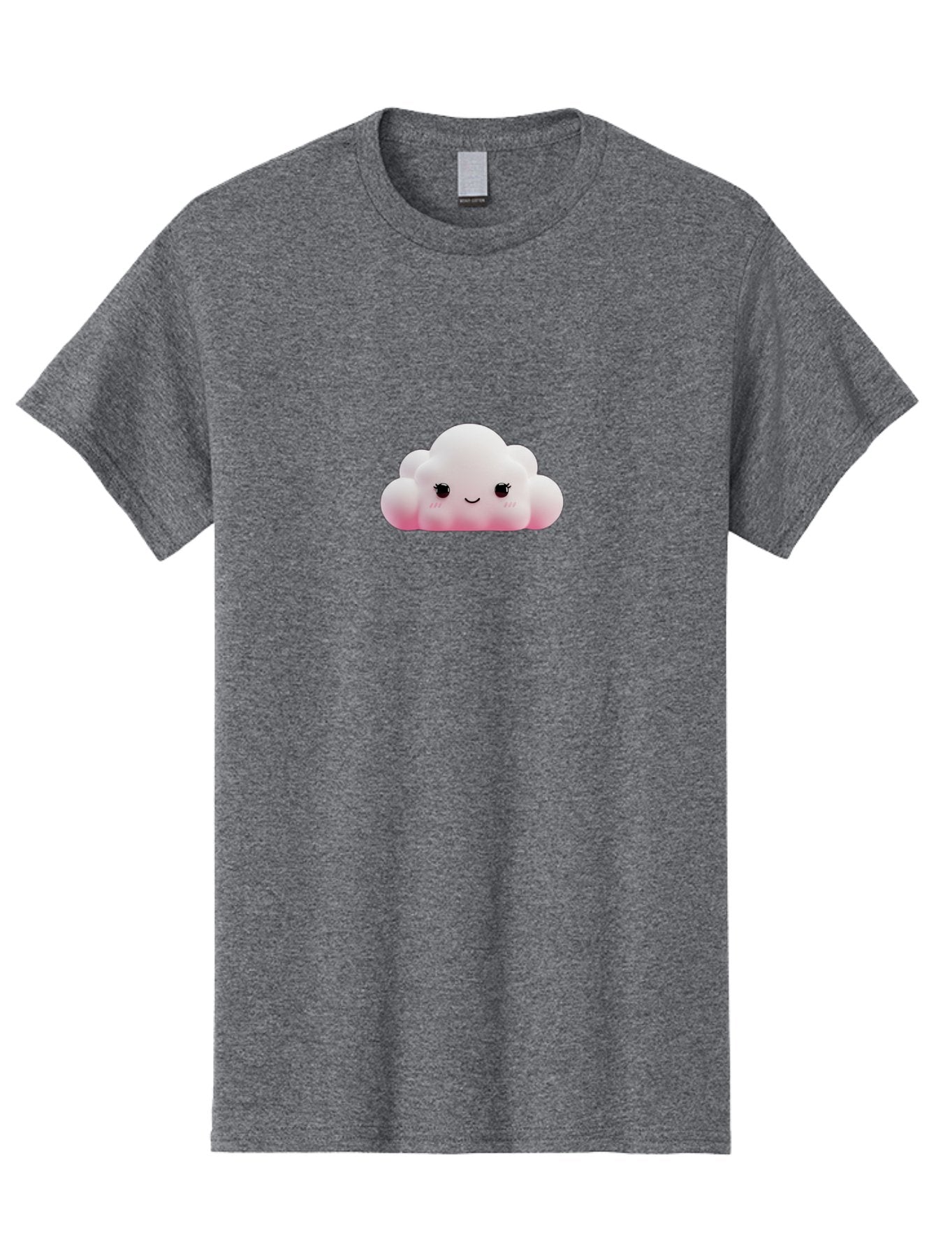 Pink-Cloud Men'S Graphic Tee, 100% Cotton, Comfortable Casual Summer Wear, Machine Washable, Kawaii Cloud, Cute Cartoon Character, Smiling Face, Fluffy White Cloud, Pastel Colors, Cheerful Design, Adorable Illustration, Fluffy Texture Bae634 15
