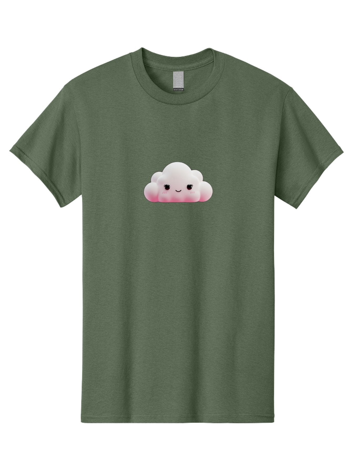 Pink-Cloud Men'S Graphic Tee, 100% Cotton, Comfortable Casual Summer Wear, Machine Washable, Kawaii Cloud, Cute Cartoon Character, Smiling Face, Fluffy White Cloud, Pastel Colors, Cheerful Design, Adorable Illustration, Fluffy Texture Bae634 5