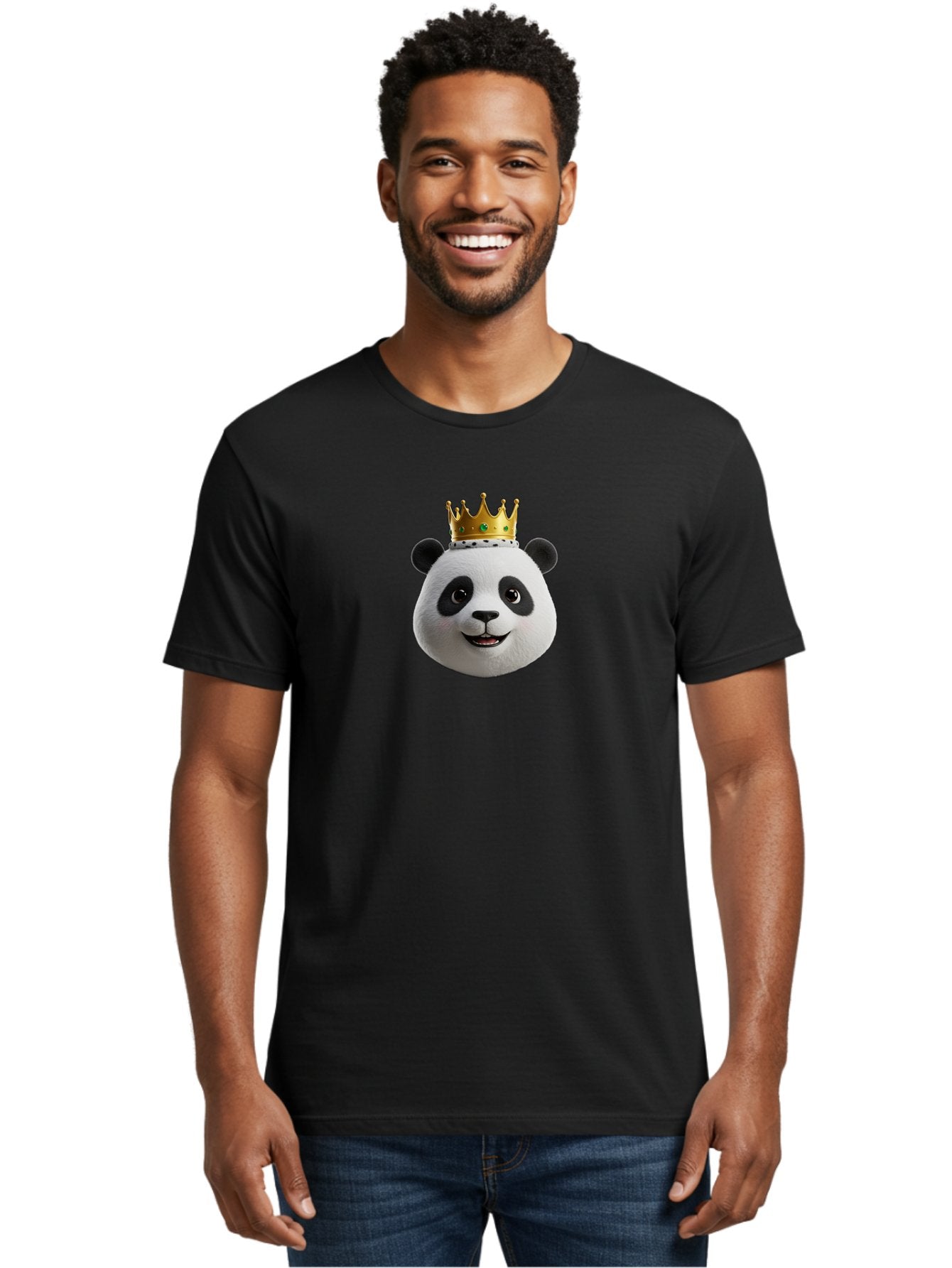 Po Men'S Graphic Tee, 100% Cotton, Comfortable Casual Summer Wear, Machine Washable, Kung Fu Panda, Po'S Face, Cartoon Panda, Crown Icon, Royal Treatment, Animated Character, Adorable Expression, Funny Face, King Of Pandas, Bae637 16