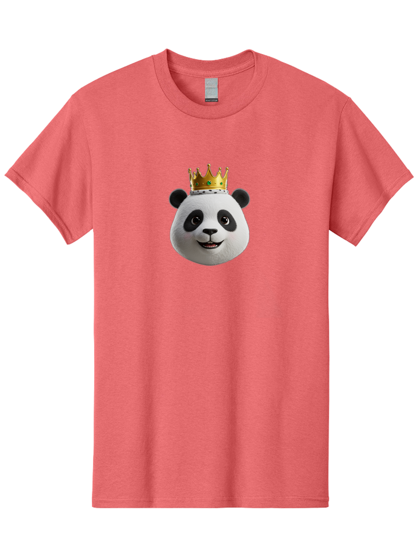 Po Men'S Graphic Tee, 100% Cotton, Comfortable Casual Summer Wear, Machine Washable, Kung Fu Panda, Po'S Face, Cartoon Panda, Crown Icon, Royal Treatment, Animated Character, Adorable Expression, Funny Face, King Of Pandas, Bae637