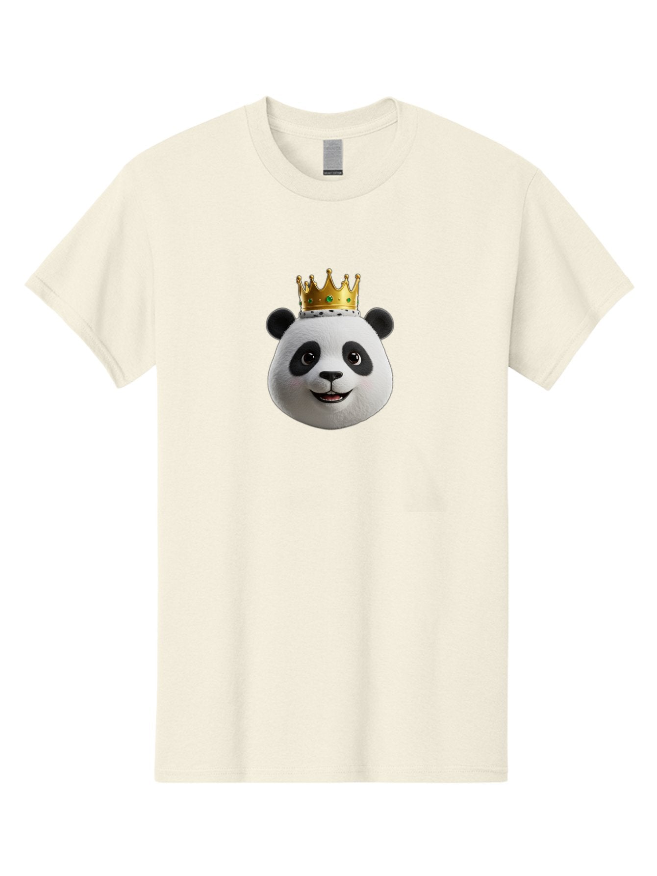 Po Men'S Graphic Tee, 100% Cotton, Comfortable Casual Summer Wear, Machine Washable, Kung Fu Panda, Po'S Face, Cartoon Panda, Crown Icon, Royal Treatment, Animated Character, Adorable Expression, Funny Face, King Of Pandas, Bae637