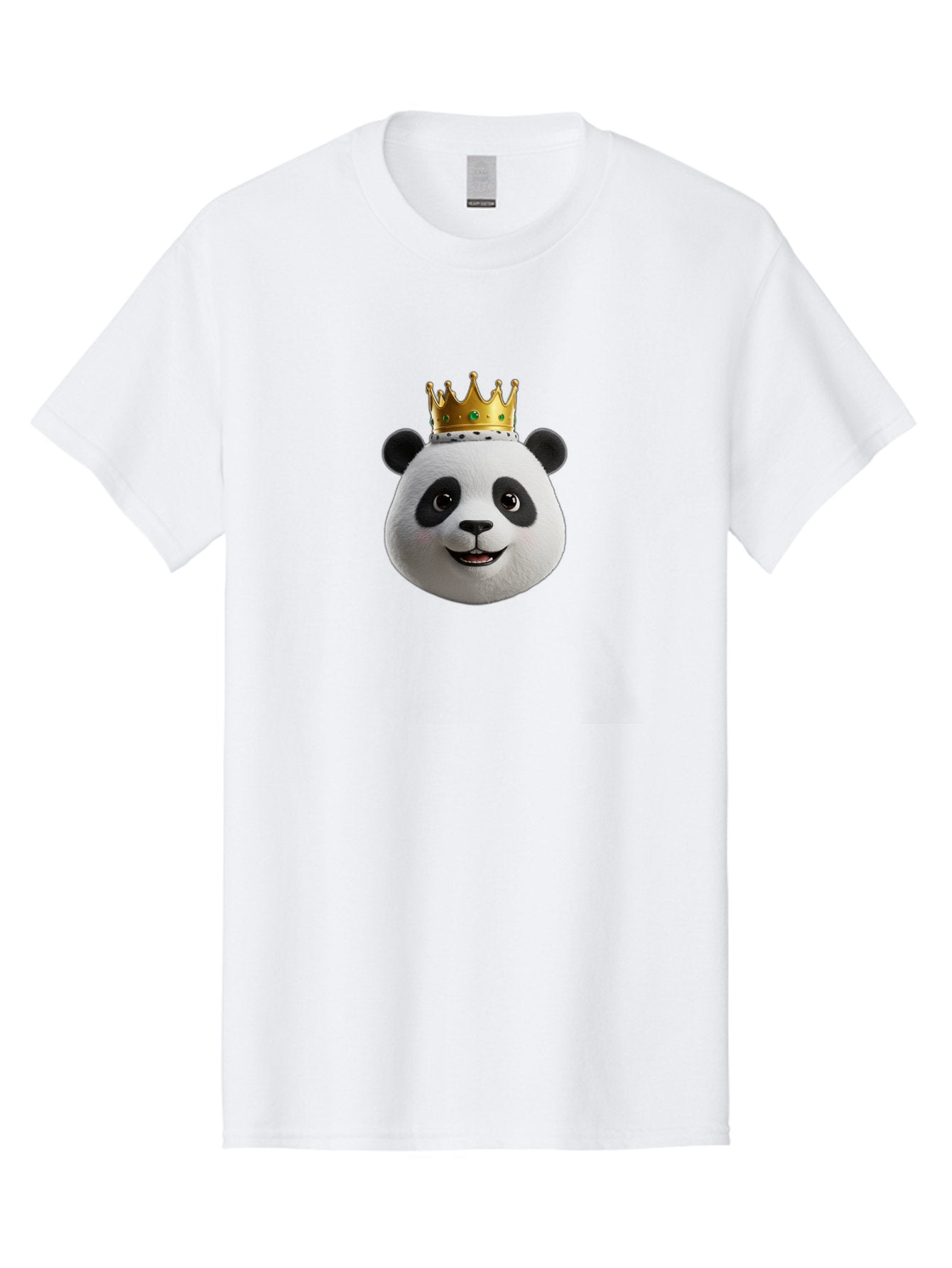Po Men'S Graphic Tee, 100% Cotton, Comfortable Casual Summer Wear, Machine Washable, Kung Fu Panda, Po'S Face, Cartoon Panda, Crown Icon, Royal Treatment, Animated Character, Adorable Expression, Funny Face, King Of Pandas, Bae637