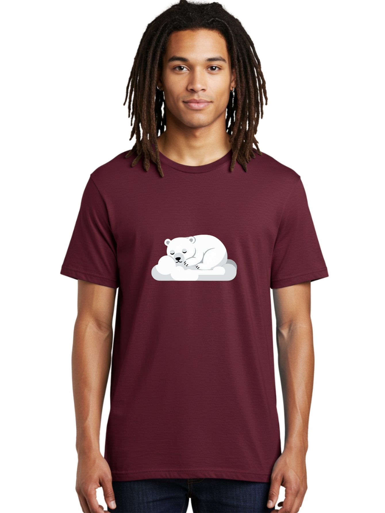 Polar-Bear-2 Men'S Graphic Tee, 100% Cotton, Comfortable Casual Summer Wear, Machine Washable, Sleeping Polar Bear, Cute Animal, Cartoon Character, Peaceful Slumber, Serene Atmosphere, Dreamy Clouds, Adorable Illustration, Calm And Relaxing Bae639 16