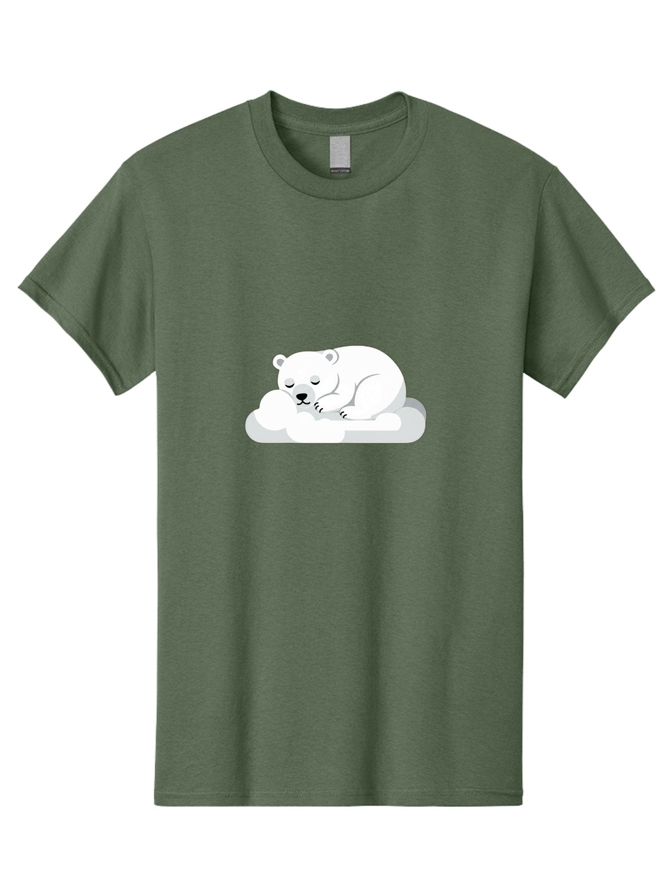 Polar-Bear-2 Men'S Graphic Tee, 100% Cotton, Comfortable Casual Summer Wear, Machine Washable, Sleeping Polar Bear, Cute Animal, Cartoon Character, Peaceful Slumber, Serene Atmosphere, Dreamy Clouds, Adorable Illustration, Calm And Relaxing Bae639 3