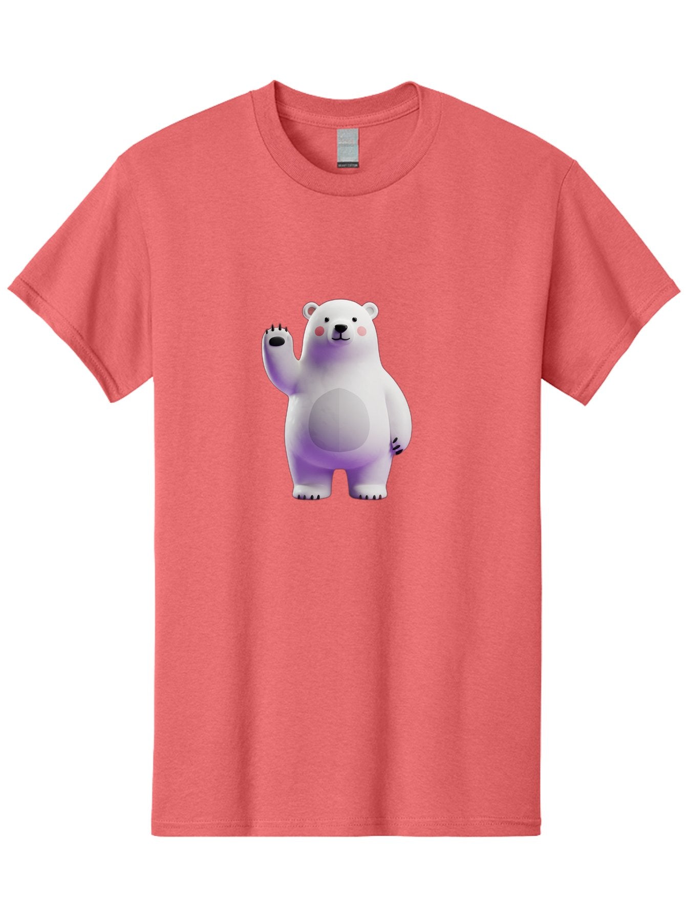 Polar-Bear-3 Men'S Graphic Tee, 100% Cotton, Comfortable Casual Summer Wear, Machine Washable, White Polar Bear, Cute Bear, Cartoon Character, Waving Paw, Friendly Animal, Lovable Creature, Adorable Bear, Digital Illustration, Kawaii Art Bae640 15
