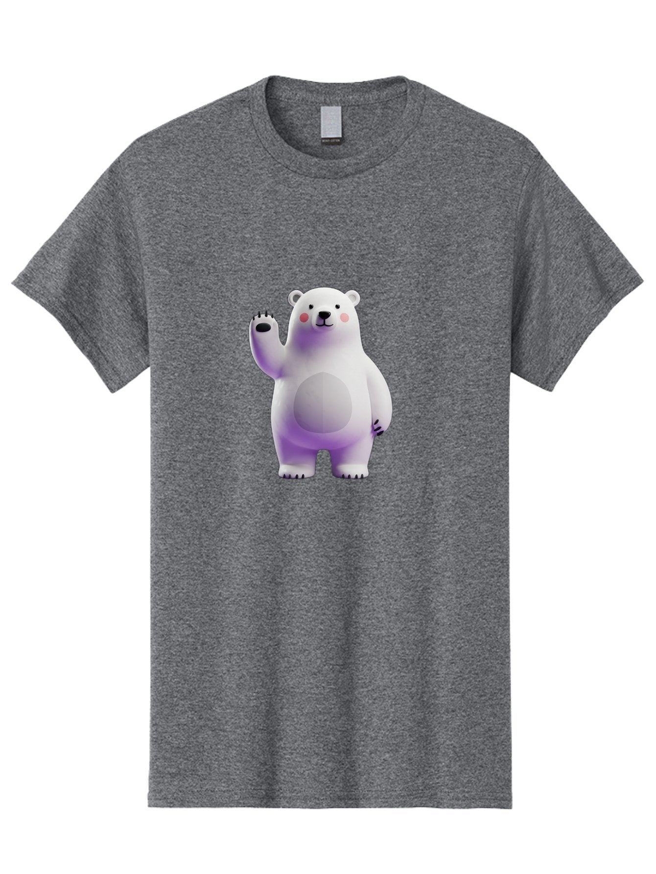 Polar-Bear-3 Men'S Graphic Tee, 100% Cotton, Comfortable Casual Summer Wear, Machine Washable, White Polar Bear, Cute Bear, Cartoon Character, Waving Paw, Friendly Animal, Lovable Creature, Adorable Bear, Digital Illustration, Kawaii Art Bae640 6