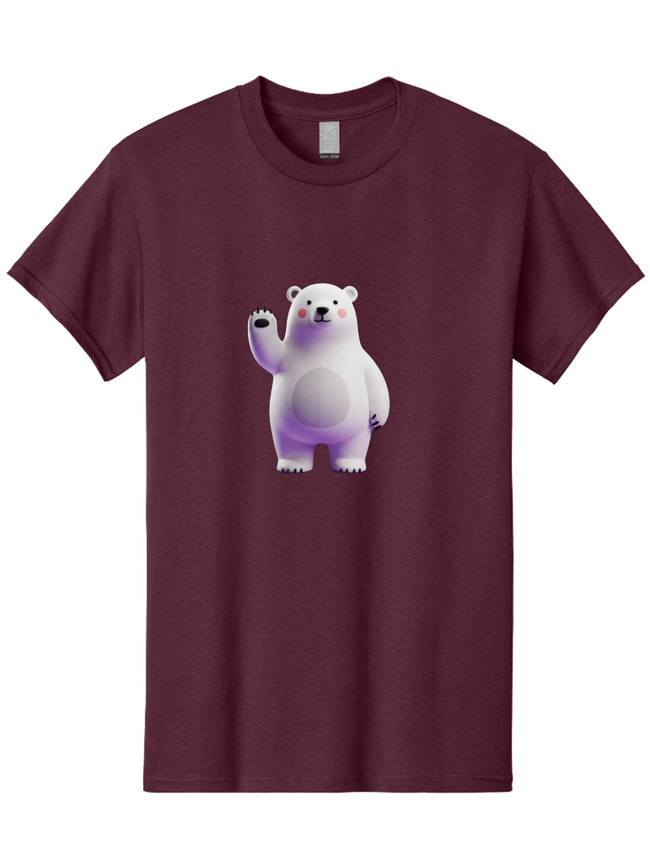 Polar-Bear-3 Men'S Graphic Tee, 100% Cotton, Comfortable Casual Summer Wear, Machine Washable, White Polar Bear, Cute Bear, Cartoon Character, Waving Paw, Friendly Animal, Lovable Creature, Adorable Bear, Digital Illustration, Kawaii Art Bae640 4