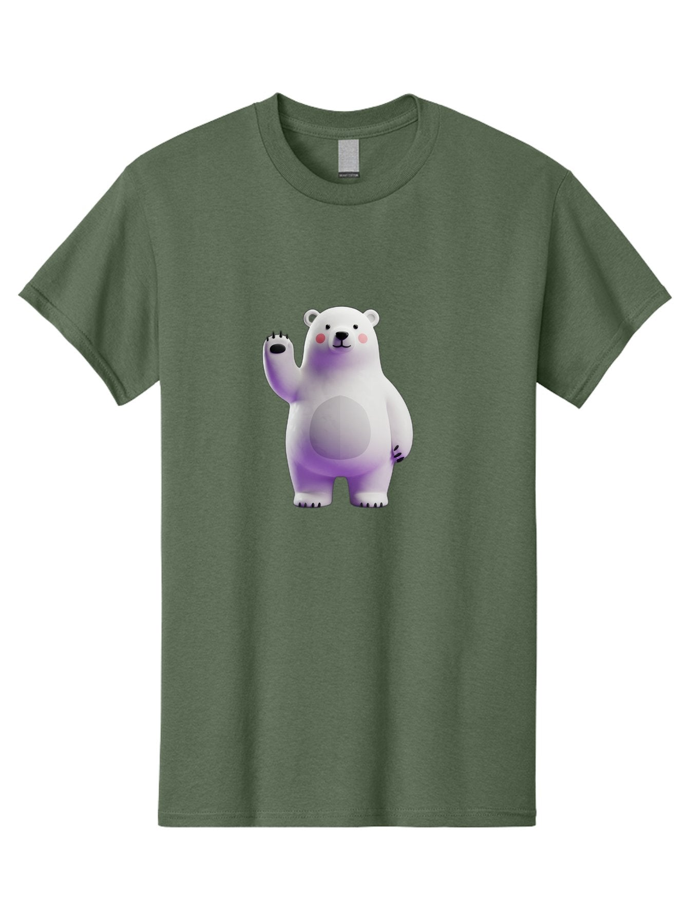 Polar-Bear-3 Men'S Graphic Tee, 100% Cotton, Comfortable Casual Summer Wear, Machine Washable, White Polar Bear, Cute Bear, Cartoon Character, Waving Paw, Friendly Animal, Lovable Creature, Adorable Bear, Digital Illustration, Kawaii Art Bae640 3