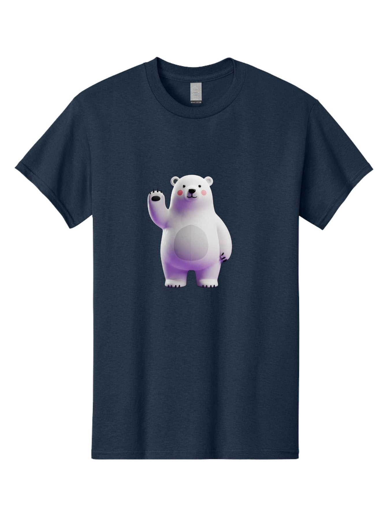 Polar-Bear-3 Men'S Graphic Tee, 100% Cotton, Comfortable Casual Summer Wear, Machine Washable, White Polar Bear, Cute Bear, Cartoon Character, Waving Paw, Friendly Animal, Lovable Creature, Adorable Bear, Digital Illustration, Kawaii Art Bae640