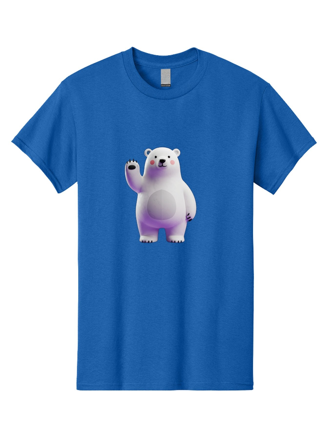 Polar-Bear-3 Men'S Graphic Tee, 100% Cotton, Comfortable Casual Summer Wear, Machine Washable, White Polar Bear, Cute Bear, Cartoon Character, Waving Paw, Friendly Animal, Lovable Creature, Adorable Bear, Digital Illustration, Kawaii Art Bae640 12