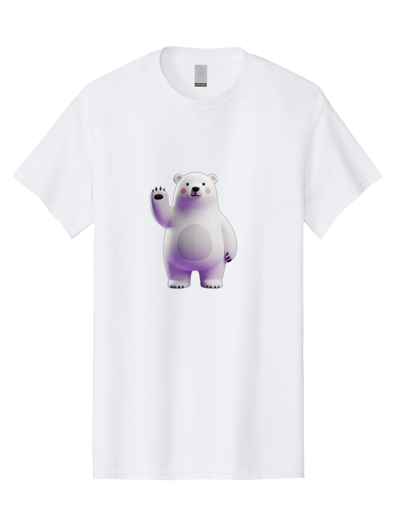 Polar-Bear-3 Men'S Graphic Tee, 100% Cotton, Comfortable Casual Summer Wear, Machine Washable, White Polar Bear, Cute Bear, Cartoon Character, Waving Paw, Friendly Animal, Lovable Creature, Adorable Bear, Digital Illustration, Kawaii Art Bae640 5