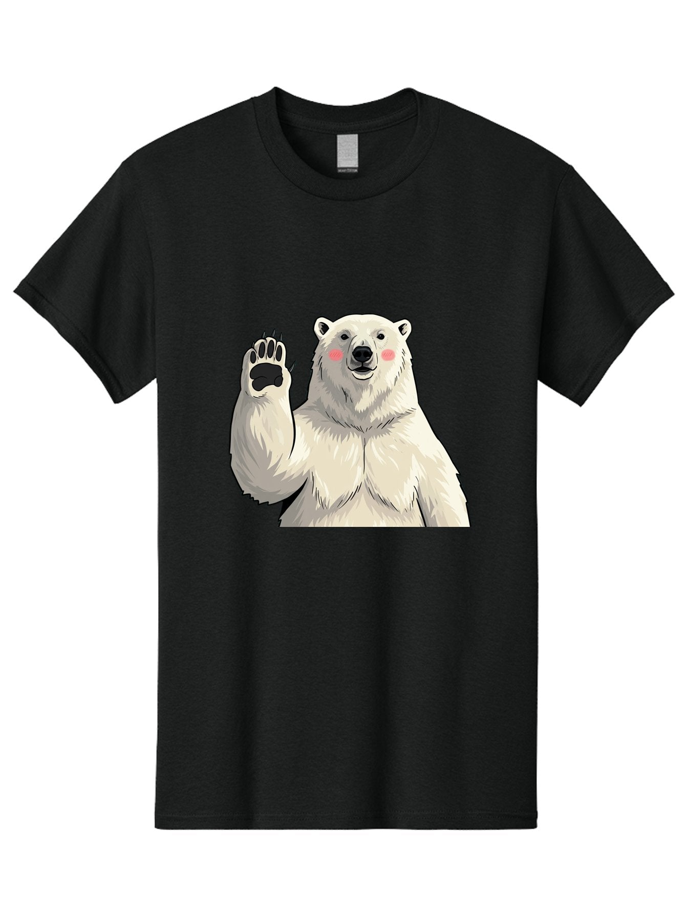 Polar-Bear-4 Men'S Graphic Tee, 100% Cotton, Comfortable Casual Summer Wear, Machine Washable, Cute Polar Bear, Waving Paw, Friendly Gesture, Adorable Cartoon, Pink Blush Cheeks, White Fur, Black Nose, Cartoon Character, Kawaii Design Bae641 13