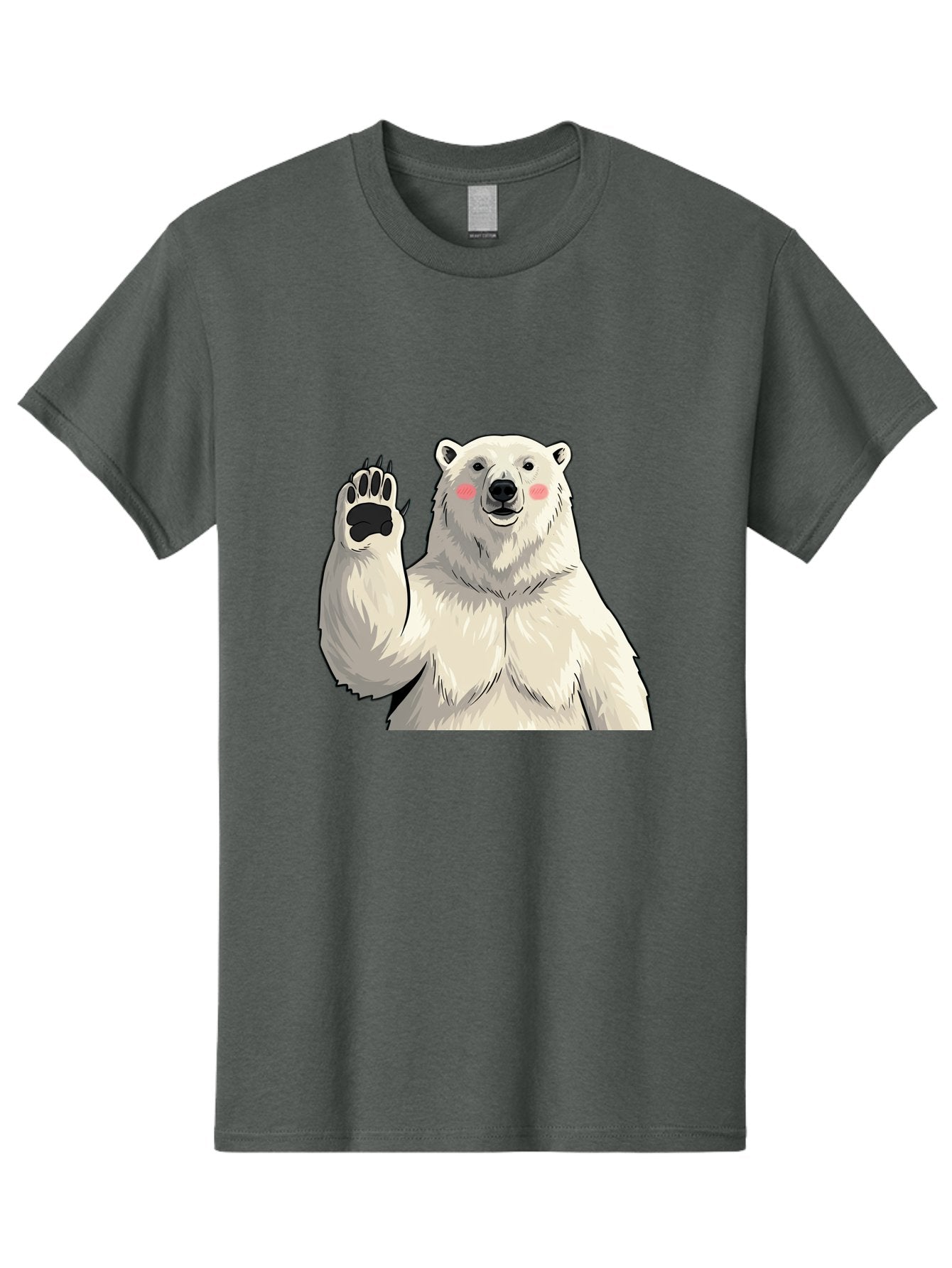 Polar-Bear-4 Men'S Graphic Tee, 100% Cotton, Comfortable Casual Summer Wear, Machine Washable, Cute Polar Bear, Waving Paw, Friendly Gesture, Adorable Cartoon, Pink Blush Cheeks, White Fur, Black Nose, Cartoon Character, Kawaii Design Bae641 9