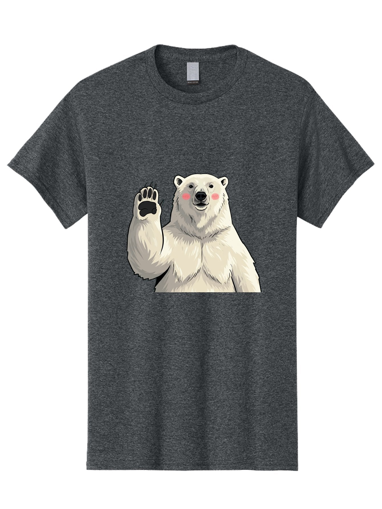 Polar-Bear-4 Men'S Graphic Tee, 100% Cotton, Comfortable Casual Summer Wear, Machine Washable, Cute Polar Bear, Waving Paw, Friendly Gesture, Adorable Cartoon, Pink Blush Cheeks, White Fur, Black Nose, Cartoon Character, Kawaii Design Bae641 6