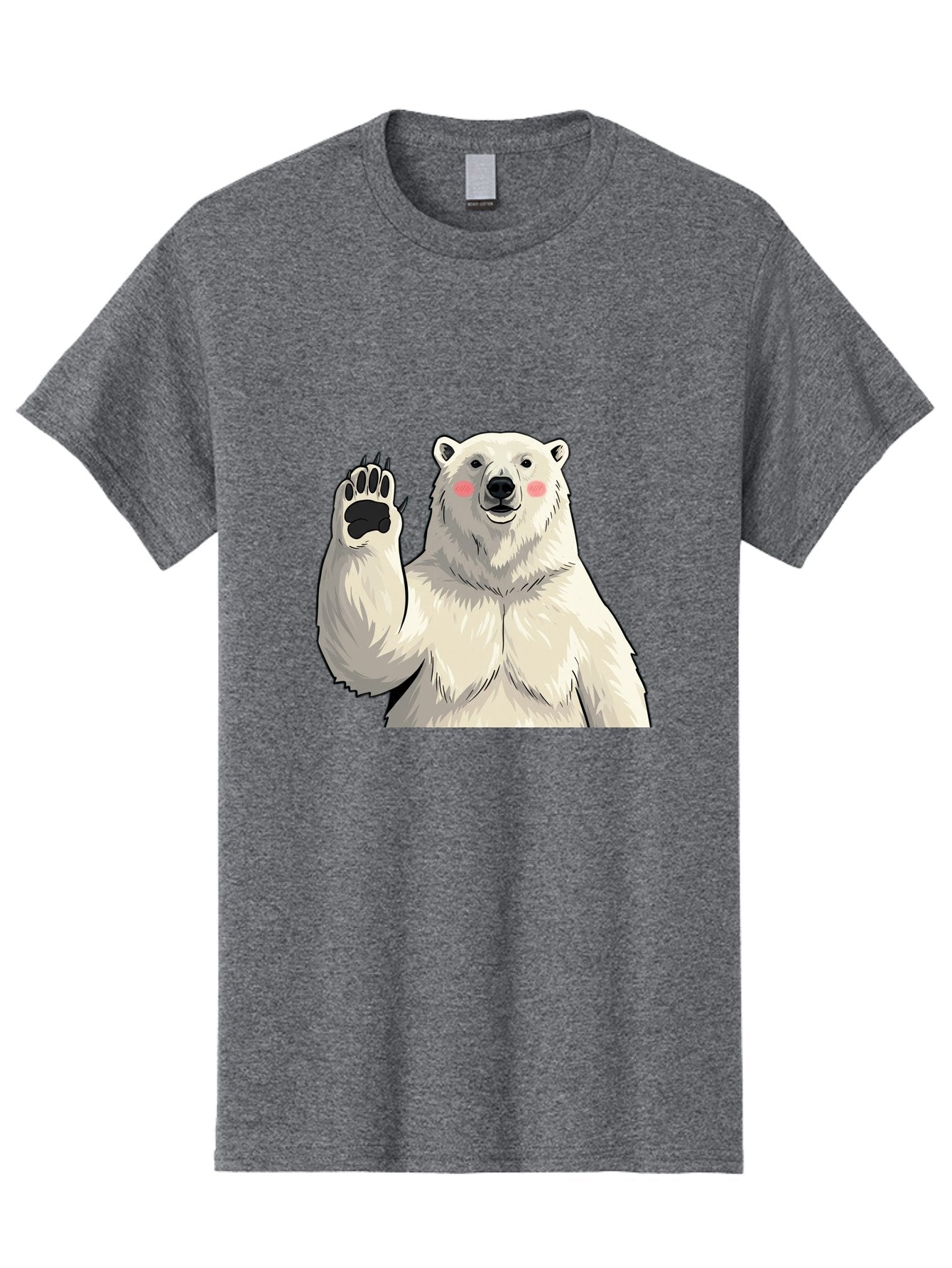 Polar-Bear-4 Men'S Graphic Tee, 100% Cotton, Comfortable Casual Summer Wear, Machine Washable, Cute Polar Bear, Waving Paw, Friendly Gesture, Adorable Cartoon, Pink Blush Cheeks, White Fur, Black Nose, Cartoon Character, Kawaii Design Bae641 10