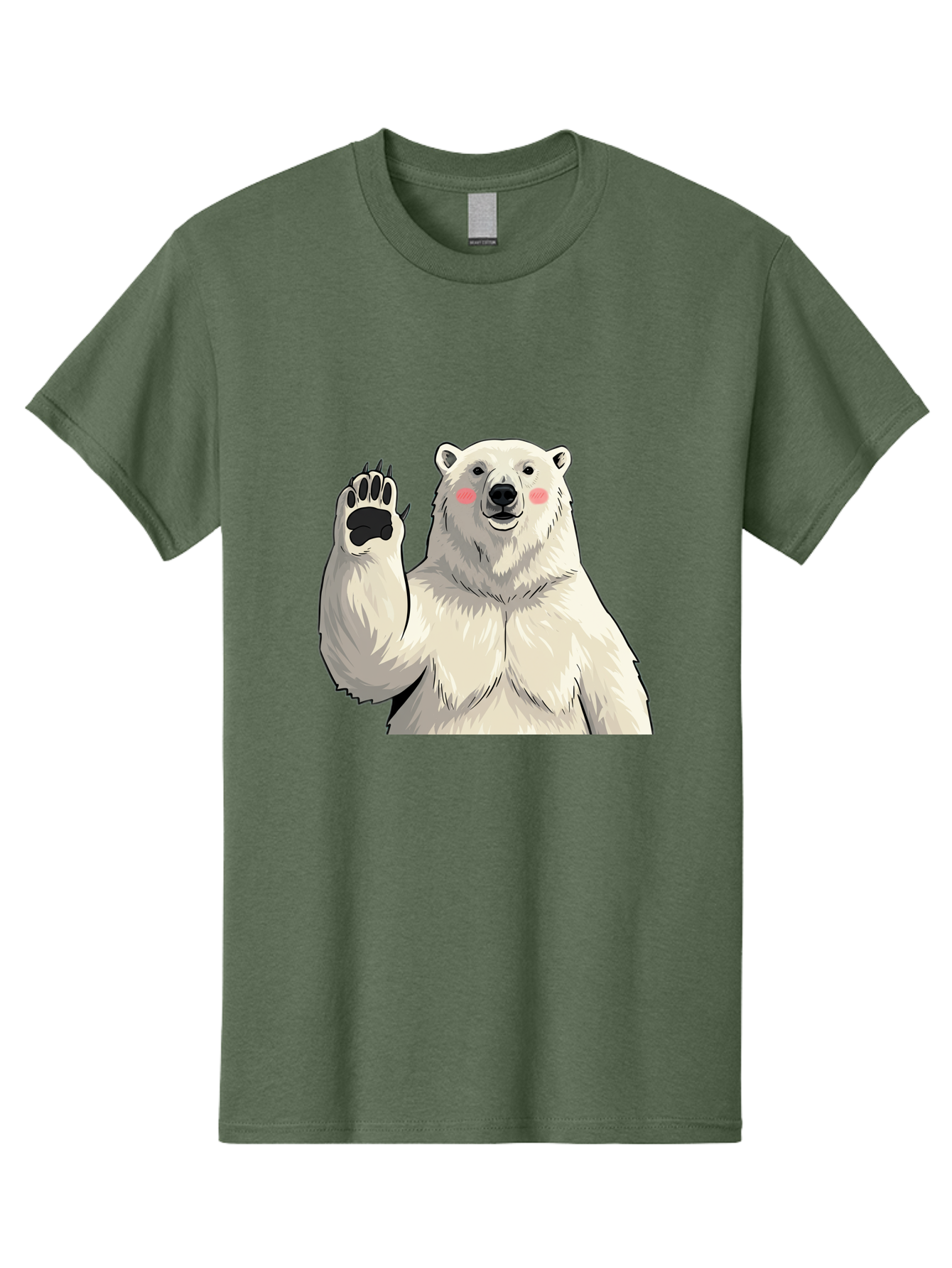 Polar-Bear-4 Men'S Graphic Tee, 100% Cotton, Comfortable Casual Summer Wear, Machine Washable, Cute Polar Bear, Waving Paw, Friendly Gesture, Adorable Cartoon, Pink Blush Cheeks, White Fur, Black Nose, Cartoon Character, Kawaii Design Bae641 9