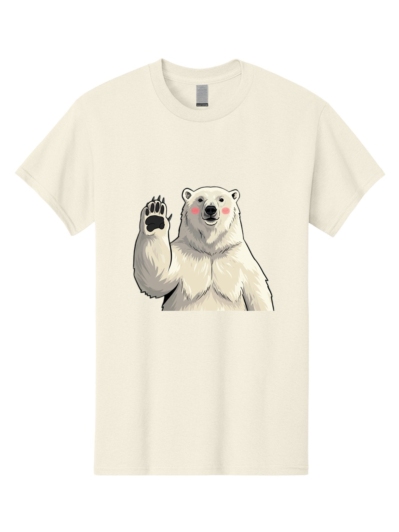 Polar-Bear-4 Men'S Graphic Tee, 100% Cotton, Comfortable Casual Summer Wear, Machine Washable, Cute Polar Bear, Waving Paw, Friendly Gesture, Adorable Cartoon, Pink Blush Cheeks, White Fur, Black Nose, Cartoon Character, Kawaii Design Bae641 12