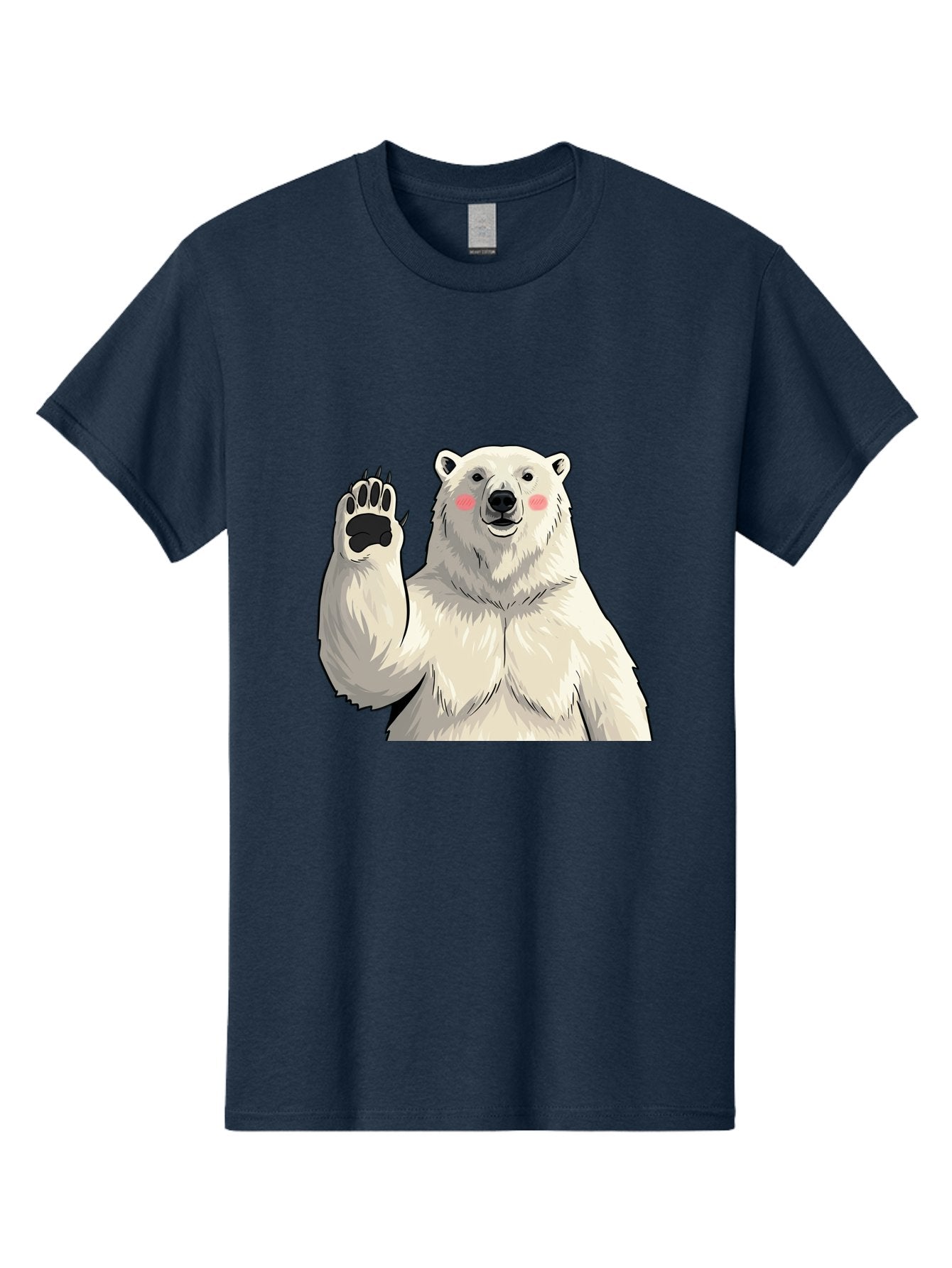 Polar-Bear-4 Men'S Graphic Tee, 100% Cotton, Comfortable Casual Summer Wear, Machine Washable, Cute Polar Bear, Waving Paw, Friendly Gesture, Adorable Cartoon, Pink Blush Cheeks, White Fur, Black Nose, Cartoon Character, Kawaii Design Bae641 15