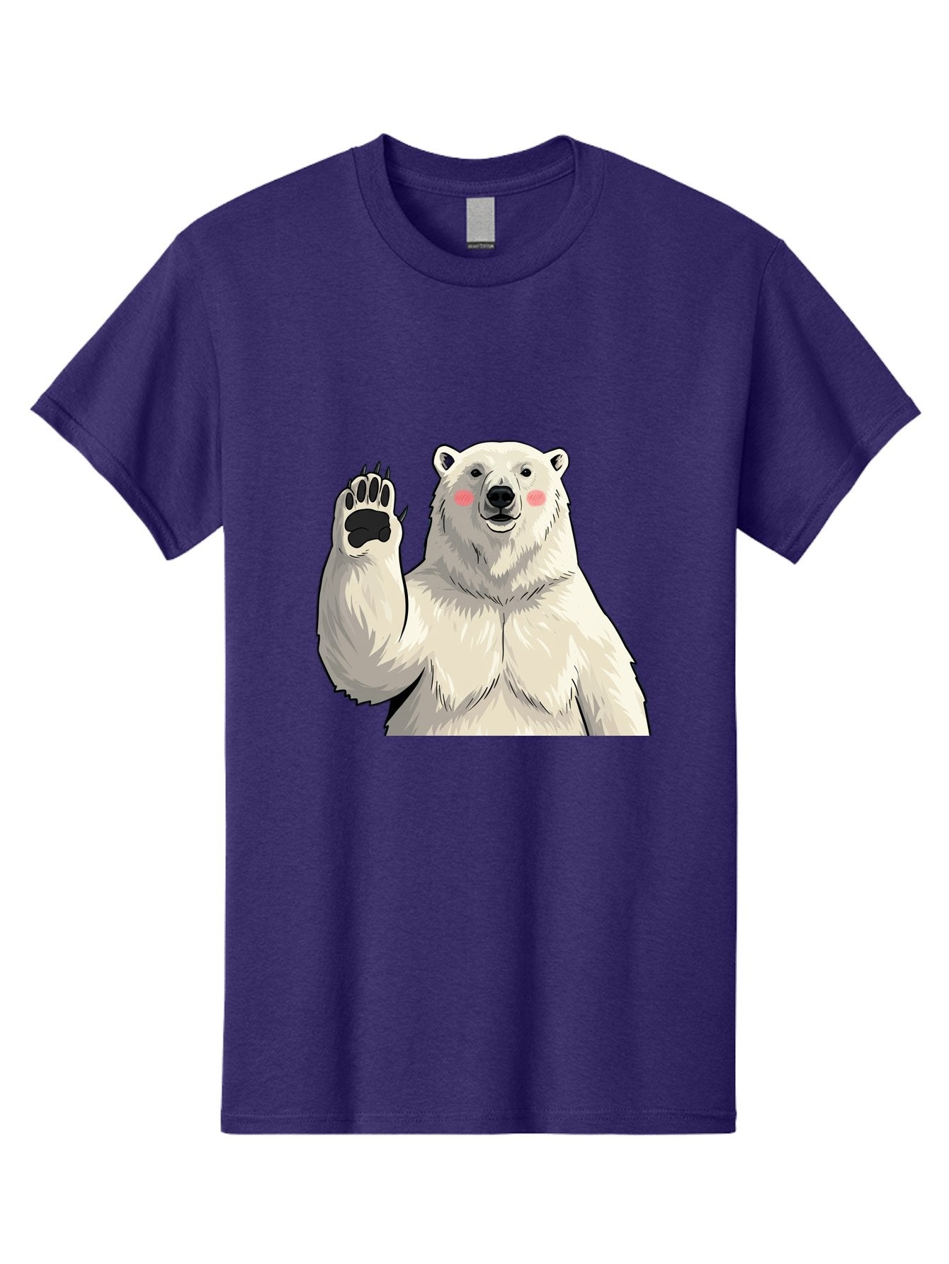 Polar-Bear-4 Men'S Graphic Tee, 100% Cotton, Comfortable Casual Summer Wear, Machine Washable, Cute Polar Bear, Waving Paw, Friendly Gesture, Adorable Cartoon, Pink Blush Cheeks, White Fur, Black Nose, Cartoon Character, Kawaii Design Bae641 8