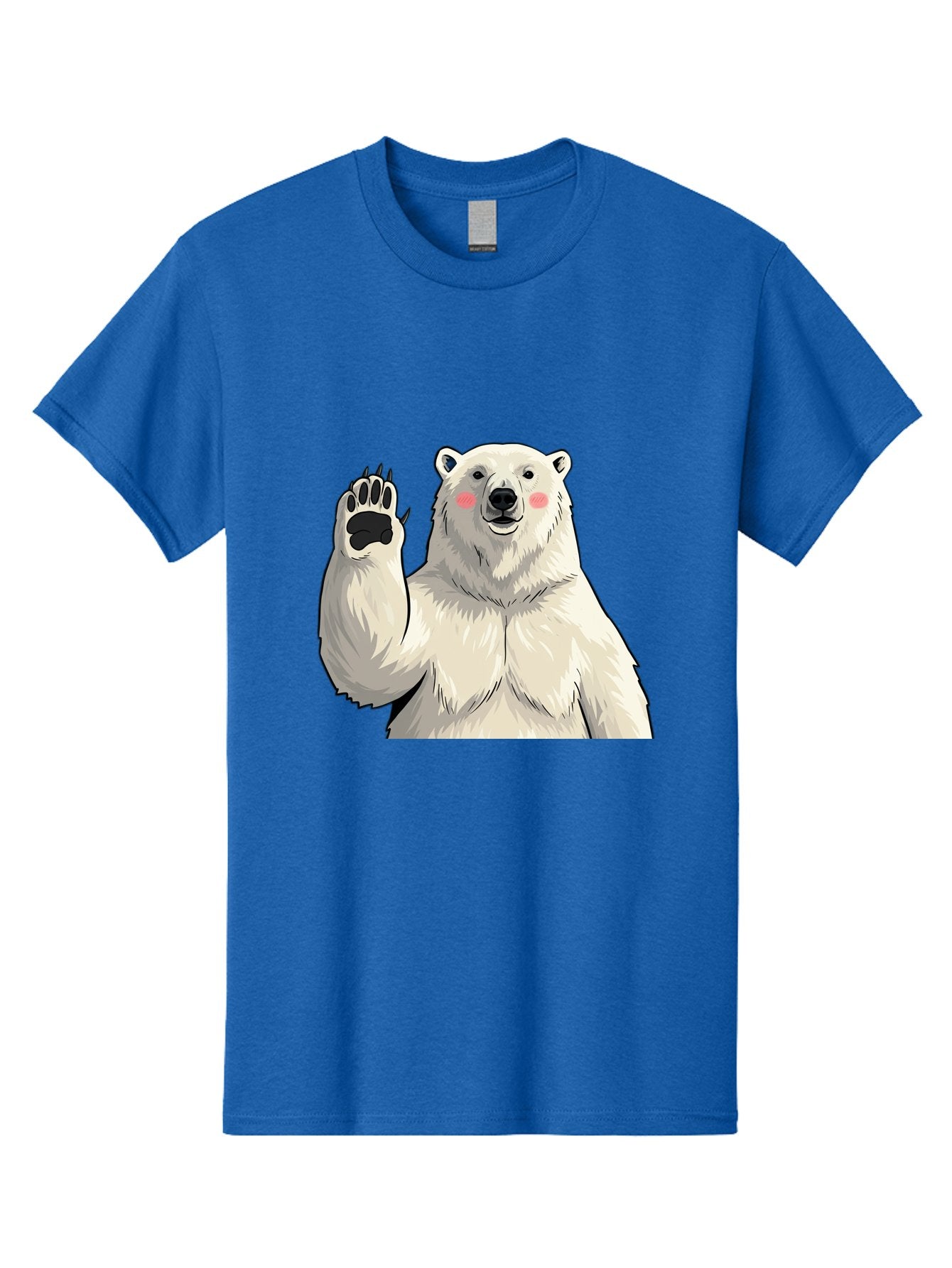 Polar-Bear-4 Men'S Graphic Tee, 100% Cotton, Comfortable Casual Summer Wear, Machine Washable, Cute Polar Bear, Waving Paw, Friendly Gesture, Adorable Cartoon, Pink Blush Cheeks, White Fur, Black Nose, Cartoon Character, Kawaii Design Bae641 14