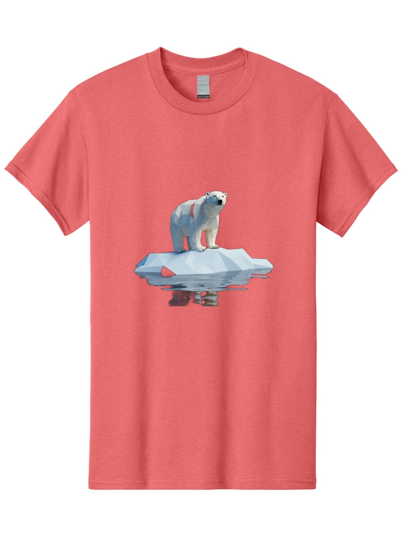 Polar-Bear-5 Men'S Graphic Tee, 100% Cotton, Comfortable Casual Summer Wear, Machine Washable, Low Poly Polar Bear, Iceberg In The Water, Arctic Wildlife, Digital Art, 3D Rendering, Cold Climate, Icy Landscape, Wild Animal Bae642 6