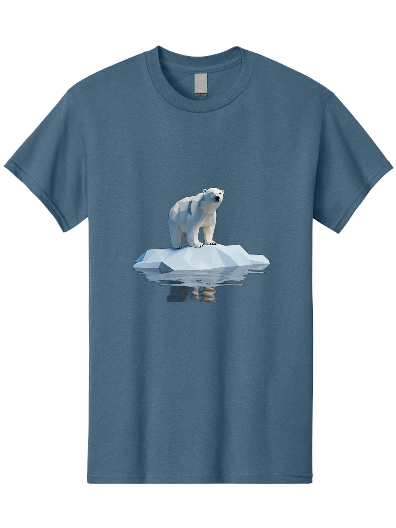 Polar-Bear-5 Men'S Graphic Tee, 100% Cotton, Comfortable Casual Summer Wear, Machine Washable, Low Poly Polar Bear, Iceberg In The Water, Arctic Wildlife, Digital Art, 3D Rendering, Cold Climate, Icy Landscape, Wild Animal Bae642