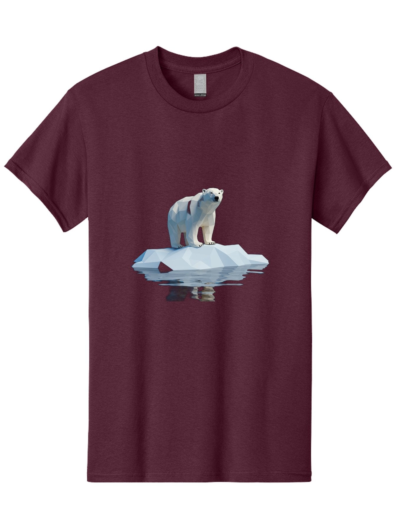 Polar-Bear-5 Men'S Graphic Tee, 100% Cotton, Comfortable Casual Summer Wear, Machine Washable, Low Poly Polar Bear, Iceberg In The Water, Arctic Wildlife, Digital Art, 3D Rendering, Cold Climate, Icy Landscape, Wild Animal Bae642