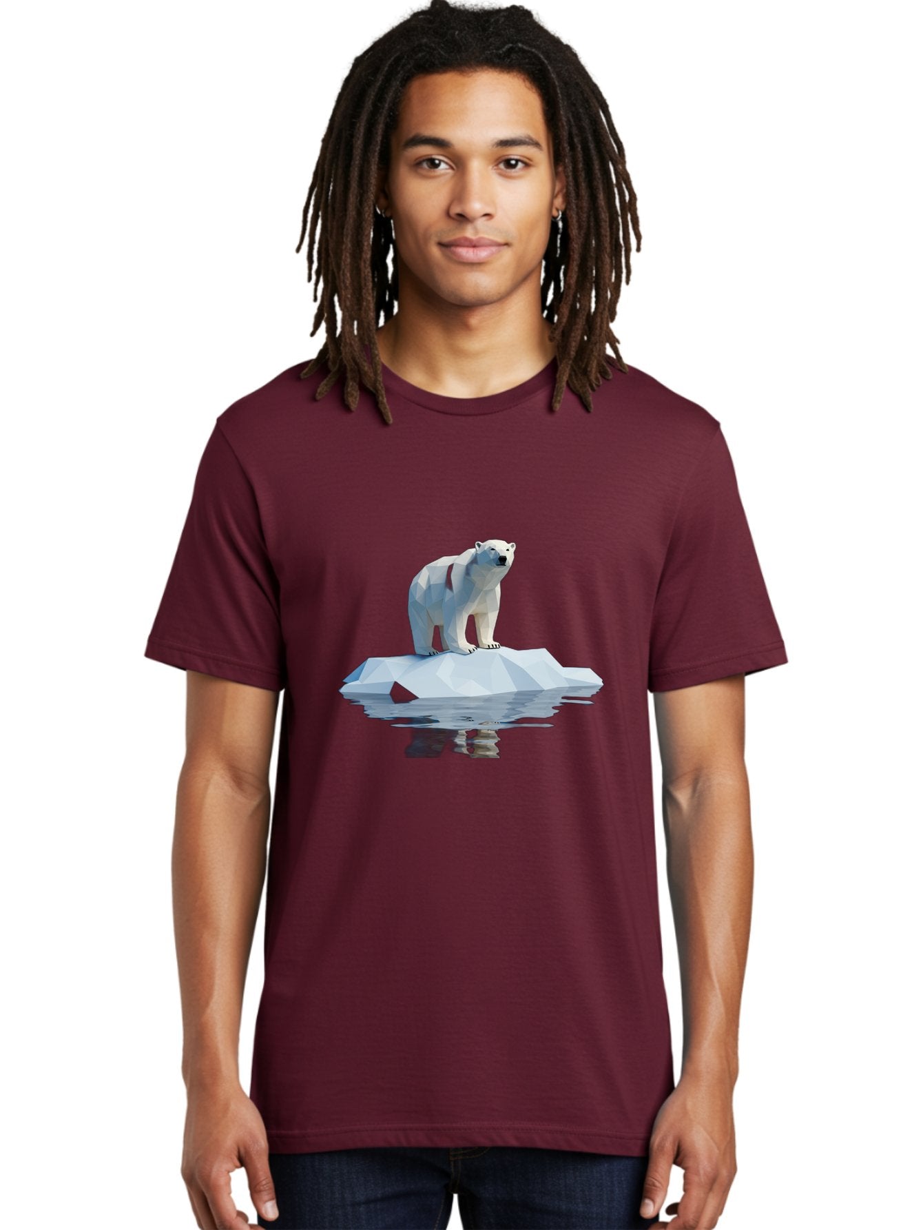 Polar-Bear-5 Men'S Graphic Tee, 100% Cotton, Comfortable Casual Summer Wear, Machine Washable, Low Poly Polar Bear, Iceberg In The Water, Arctic Wildlife, Digital Art, 3D Rendering, Cold Climate, Icy Landscape, Wild Animal Bae642 21