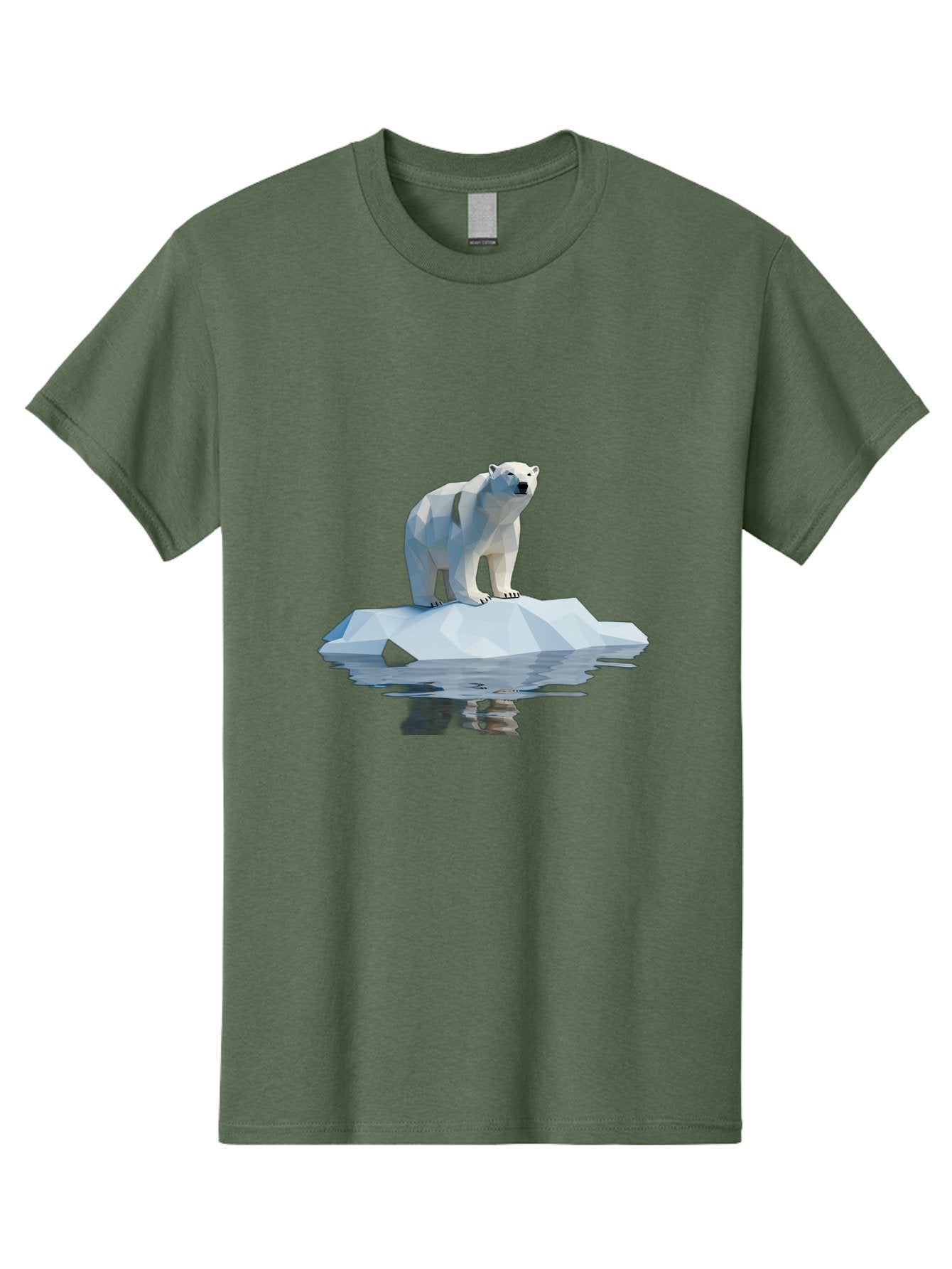 Polar-Bear-5 Men'S Graphic Tee, 100% Cotton, Comfortable Casual Summer Wear, Machine Washable, Low Poly Polar Bear, Iceberg In The Water, Arctic Wildlife, Digital Art, 3D Rendering, Cold Climate, Icy Landscape, Wild Animal Bae642 11