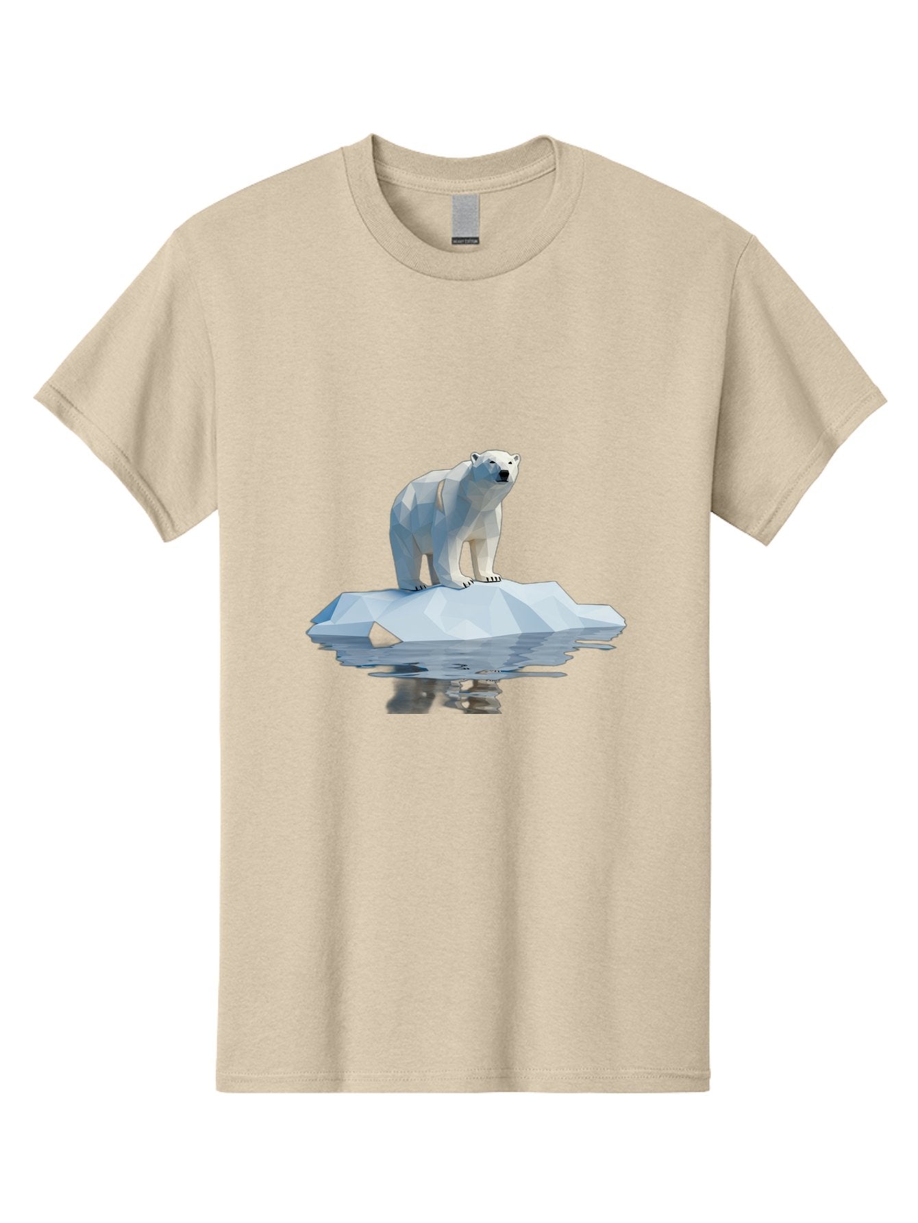 Polar-Bear-5 Men'S Graphic Tee, 100% Cotton, Comfortable Casual Summer Wear, Machine Washable, Low Poly Polar Bear, Iceberg In The Water, Arctic Wildlife, Digital Art, 3D Rendering, Cold Climate, Icy Landscape, Wild Animal Bae642 3