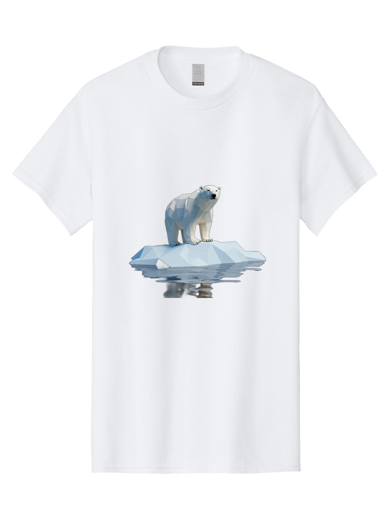 Polar-Bear-5 Men'S Graphic Tee, 100% Cotton, Comfortable Casual Summer Wear, Machine Washable, Low Poly Polar Bear, Iceberg In The Water, Arctic Wildlife, Digital Art, 3D Rendering, Cold Climate, Icy Landscape, Wild Animal Bae642 12