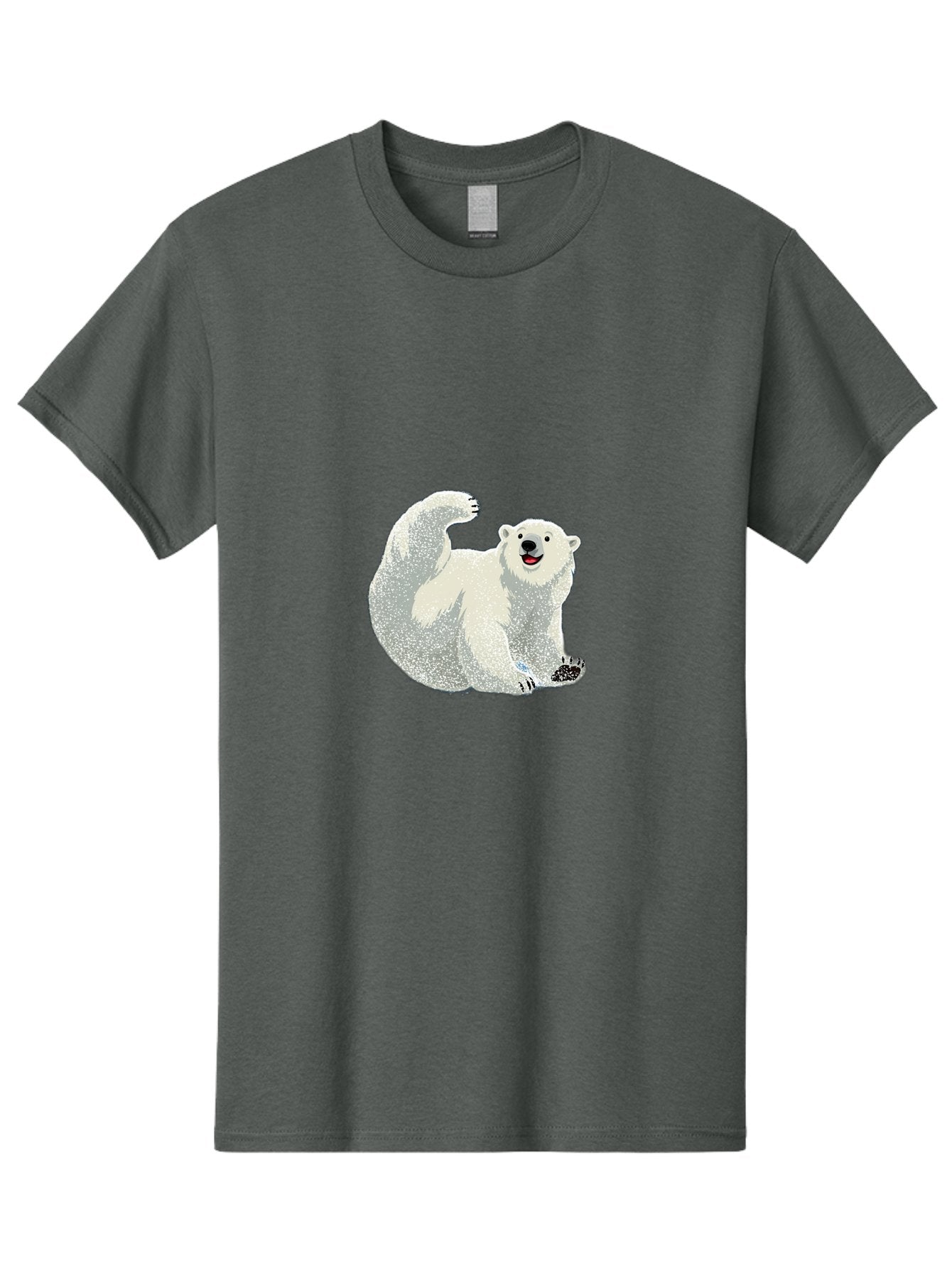 Polar-Bear-8 Men'S Graphic Tee, 100% Cotton, Comfortable Casual Summer Wear, Machine Washable, Polar Bear, Cartoon Polar Bear, White Bear, Playful Bear, Happy Bear, Bear With One Paw Up, Wild Animal, Cute Bear, Bear Illustration Bae645 4