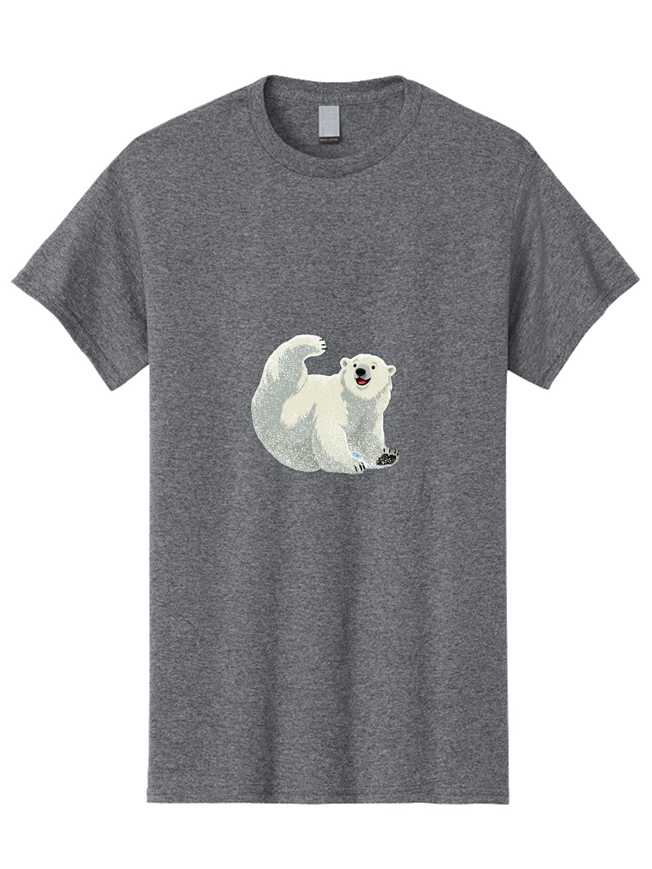Polar-Bear-8 Men'S Graphic Tee, 100% Cotton, Comfortable Casual Summer Wear, Machine Washable, Polar Bear, Cartoon Polar Bear, White Bear, Playful Bear, Happy Bear, Bear With One Paw Up, Wild Animal, Cute Bear, Bear Illustration Bae645 10