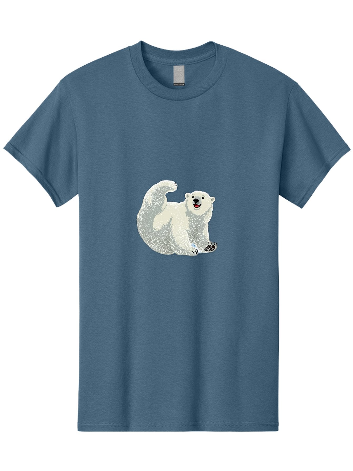 Polar-Bear-8 Men'S Graphic Tee, 100% Cotton, Comfortable Casual Summer Wear, Machine Washable, Polar Bear, Cartoon Polar Bear, White Bear, Playful Bear, Happy Bear, Bear With One Paw Up, Wild Animal, Cute Bear, Bear Illustration Bae645 14