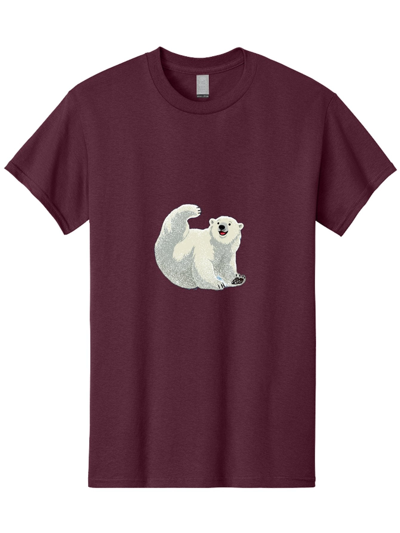 Polar-Bear-8 Men'S Graphic Tee, 100% Cotton, Comfortable Casual Summer Wear, Machine Washable, Polar Bear, Cartoon Polar Bear, White Bear, Playful Bear, Happy Bear, Bear With One Paw Up, Wild Animal, Cute Bear, Bear Illustration Bae645