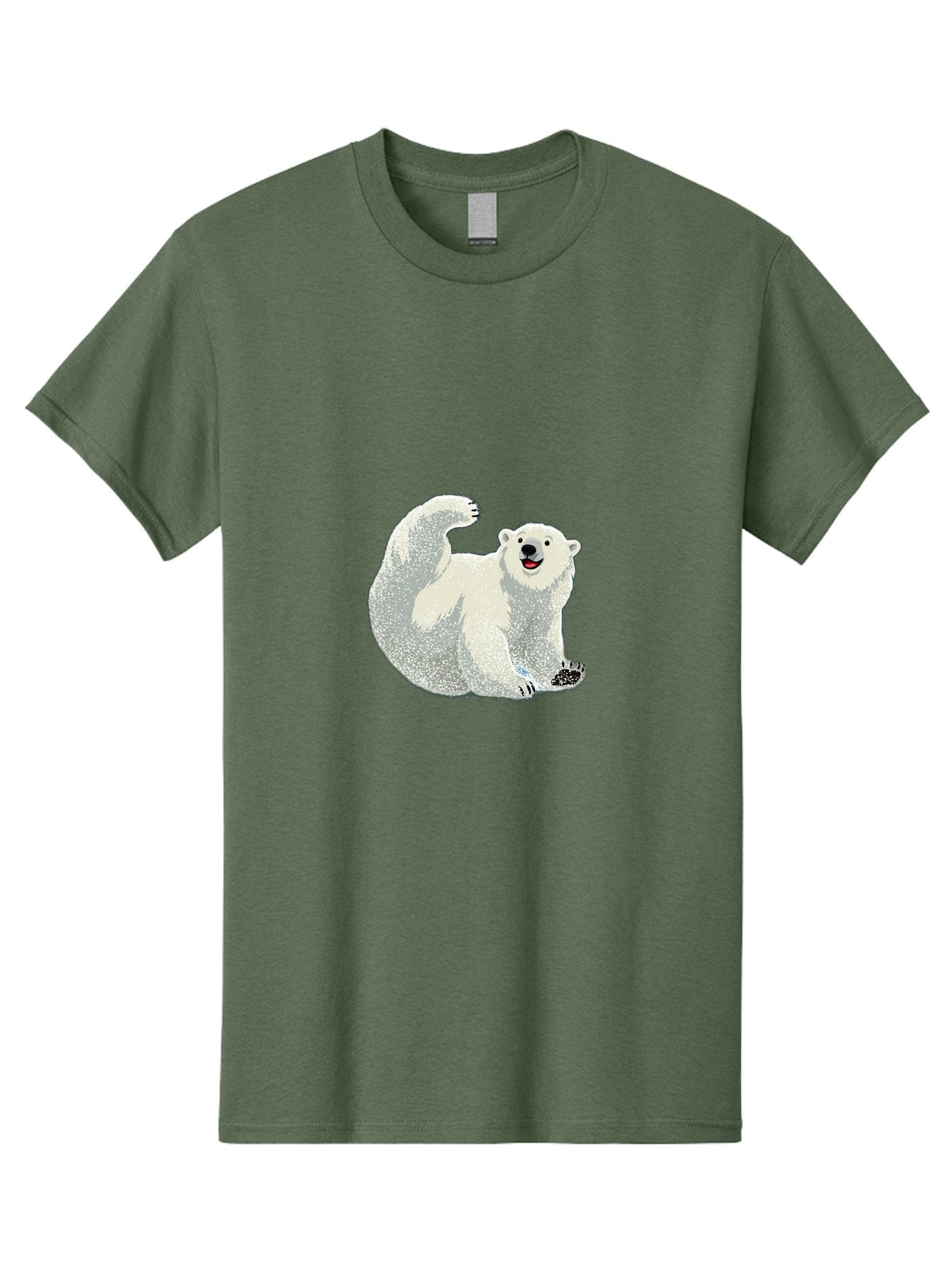 Polar-Bear-8 Men'S Graphic Tee, 100% Cotton, Comfortable Casual Summer Wear, Machine Washable, Polar Bear, Cartoon Polar Bear, White Bear, Playful Bear, Happy Bear, Bear With One Paw Up, Wild Animal, Cute Bear, Bear Illustration Bae645 11