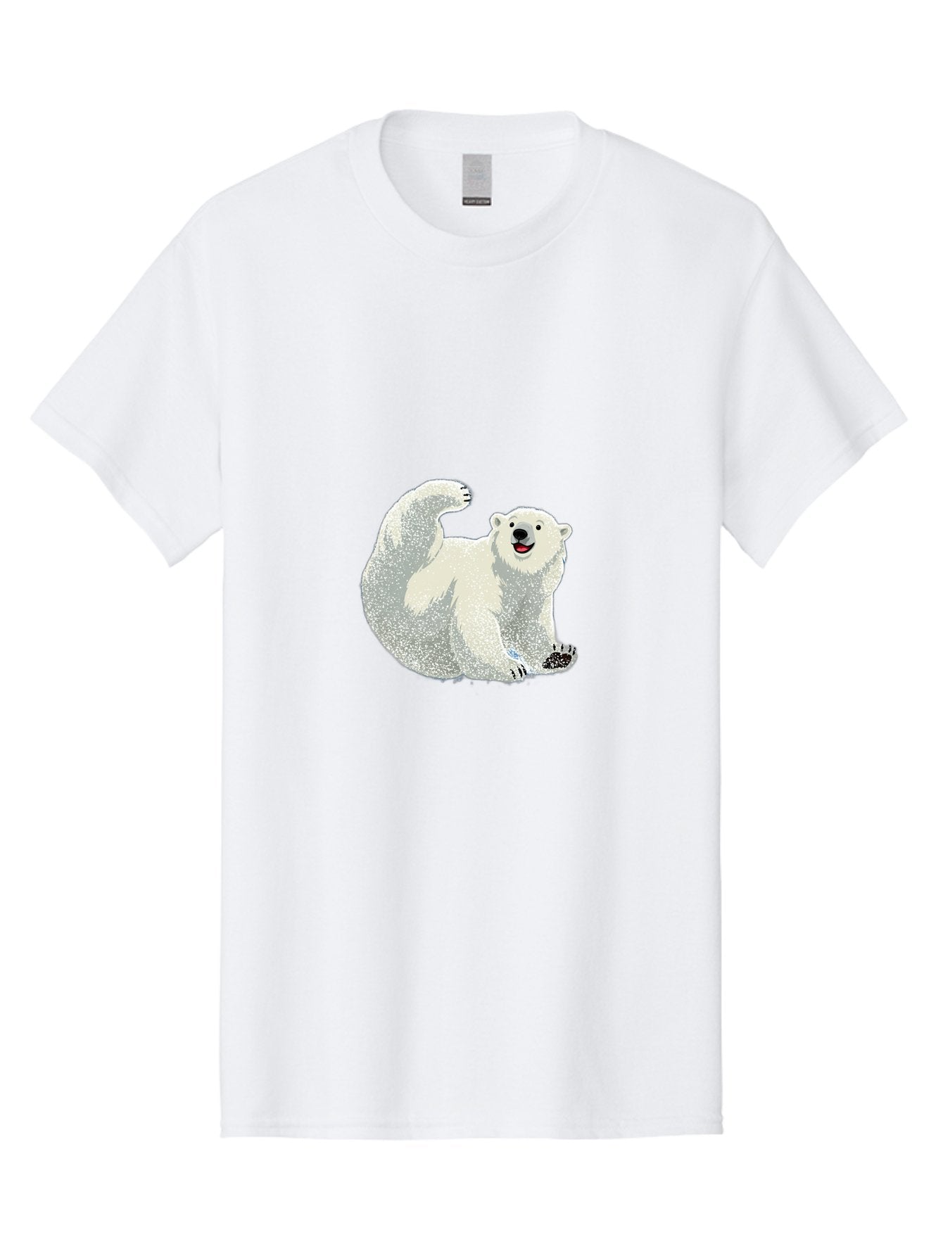 Polar-Bear-8 Men'S Graphic Tee, 100% Cotton, Comfortable Casual Summer Wear, Machine Washable, Polar Bear, Cartoon Polar Bear, White Bear, Playful Bear, Happy Bear, Bear With One Paw Up, Wild Animal, Cute Bear, Bear Illustration Bae645 7