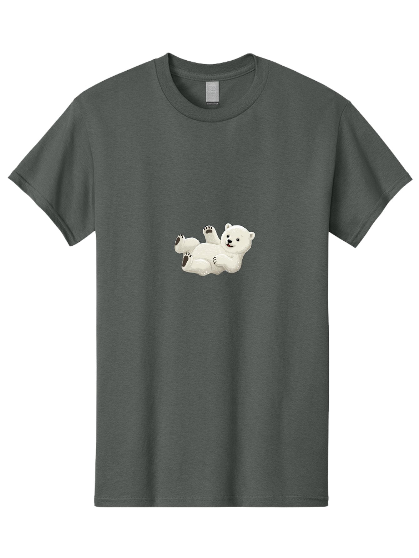 Polar-Bear-9 Men'S Graphic Tee, 100% Cotton, Comfortable Casual Summer Wear, Machine Washable, Polar Bear Lying On Its Back, Playful Pose, Cute Expression, White Fur, Black Nose, Cartoon Style, Adorable Animal, Funny Character, Bae646 5