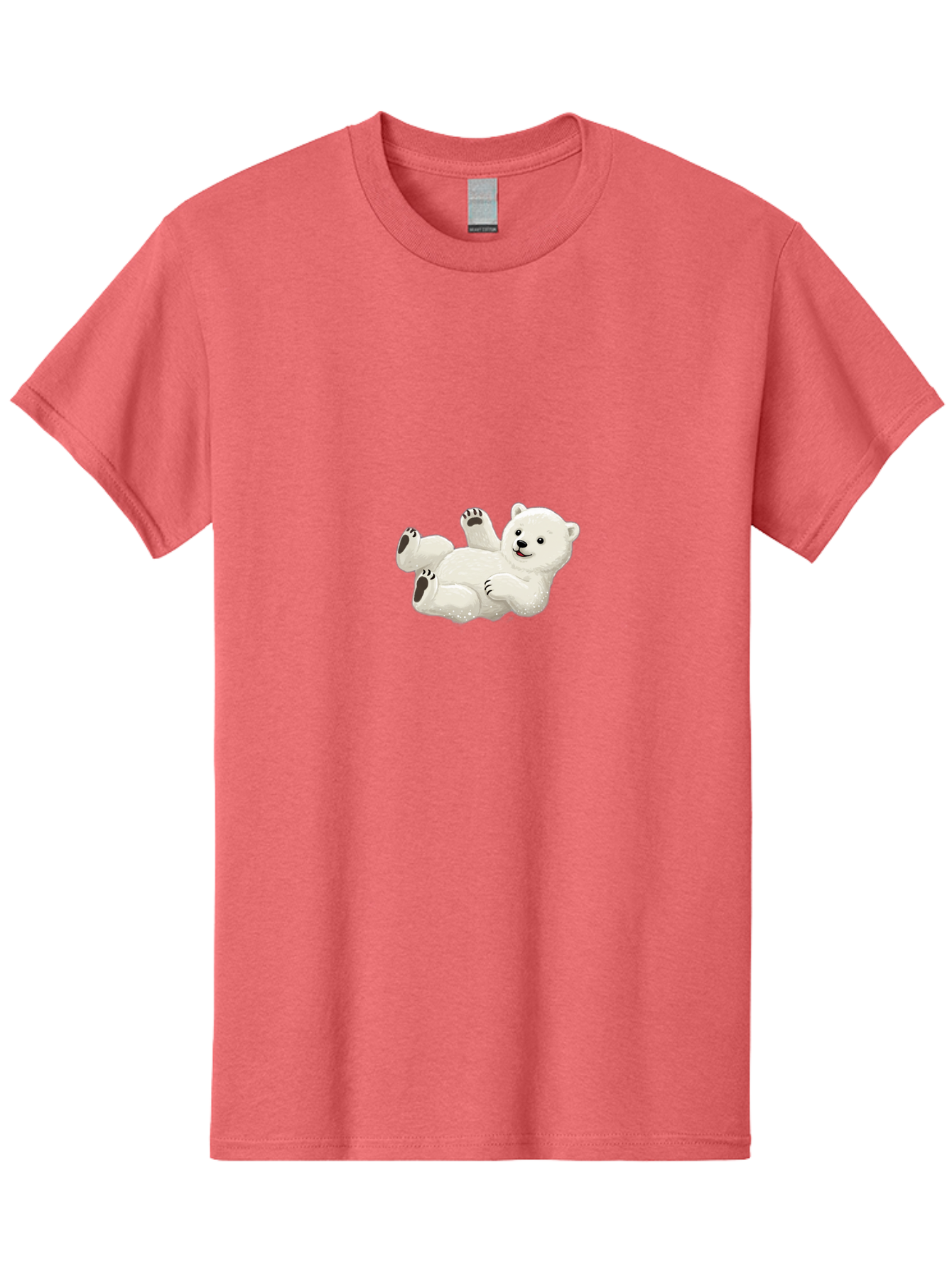 Polar-Bear-9 Men'S Graphic Tee, 100% Cotton, Comfortable Casual Summer Wear, Machine Washable, Polar Bear Lying On Its Back, Playful Pose, Cute Expression, White Fur, Black Nose, Cartoon Style, Adorable Animal, Funny Character, Bae646 6