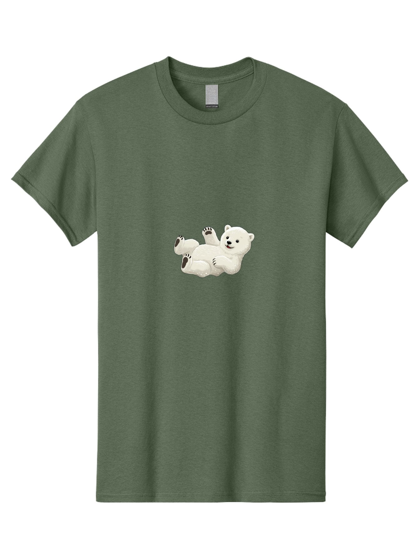 Polar-Bear-9 Men'S Graphic Tee, 100% Cotton, Comfortable Casual Summer Wear, Machine Washable, Polar Bear Lying On Its Back, Playful Pose, Cute Expression, White Fur, Black Nose, Cartoon Style, Adorable Animal, Funny Character, Bae646 4