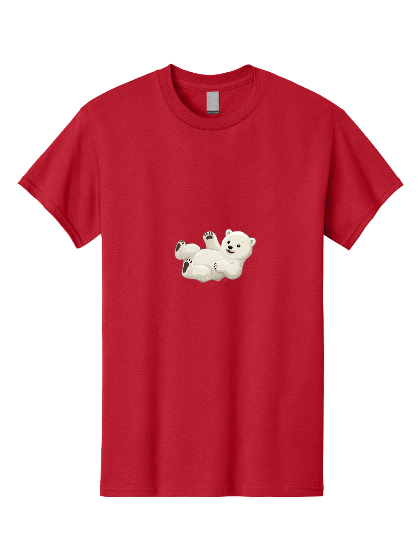 Polar-Bear-9 Men'S Graphic Tee, 100% Cotton, Comfortable Casual Summer Wear, Machine Washable, Polar Bear Lying On Its Back, Playful Pose, Cute Expression, White Fur, Black Nose, Cartoon Style, Adorable Animal, Funny Character, Bae646