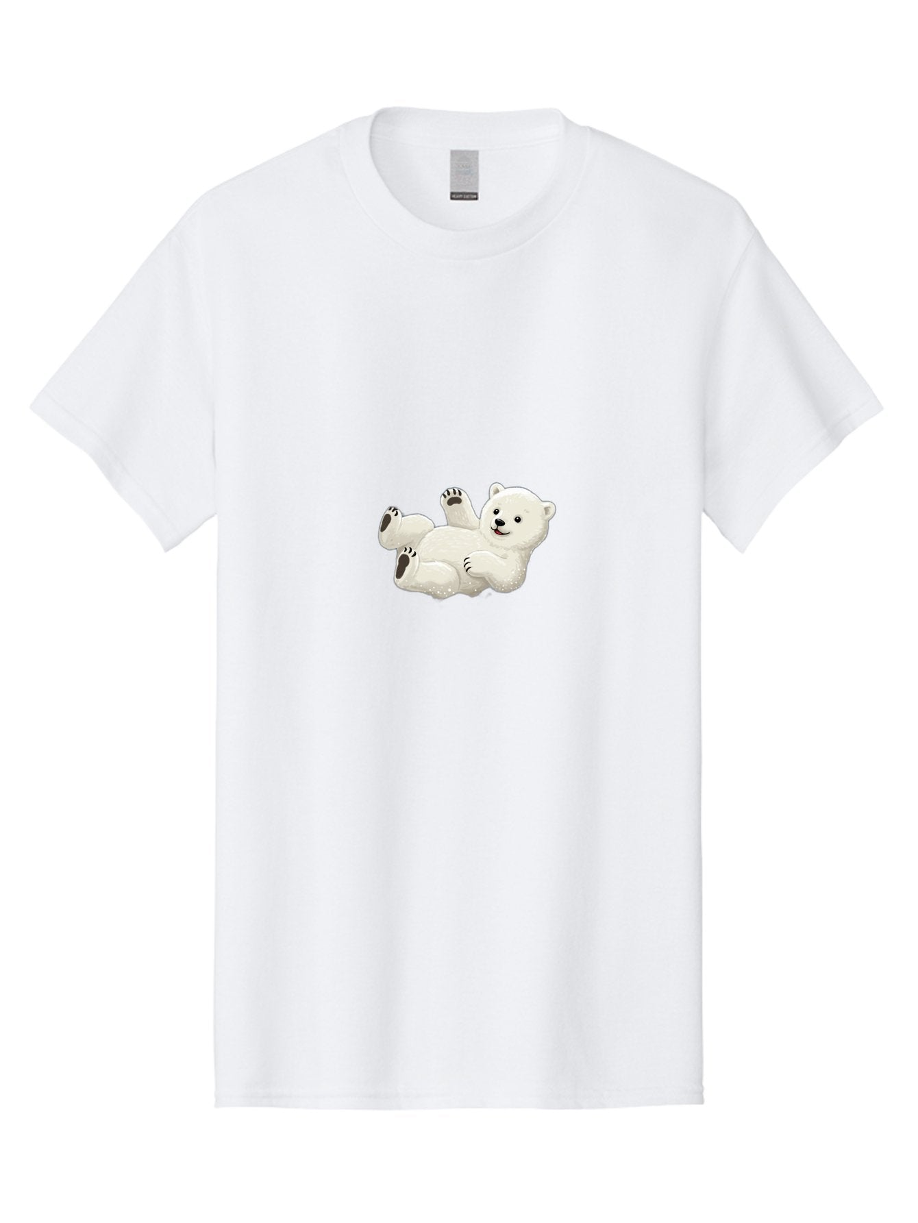 Polar-Bear-9 Men'S Graphic Tee, 100% Cotton, Comfortable Casual Summer Wear, Machine Washable, Polar Bear Lying On Its Back, Playful Pose, Cute Expression, White Fur, Black Nose, Cartoon Style, Adorable Animal, Funny Character, Bae646